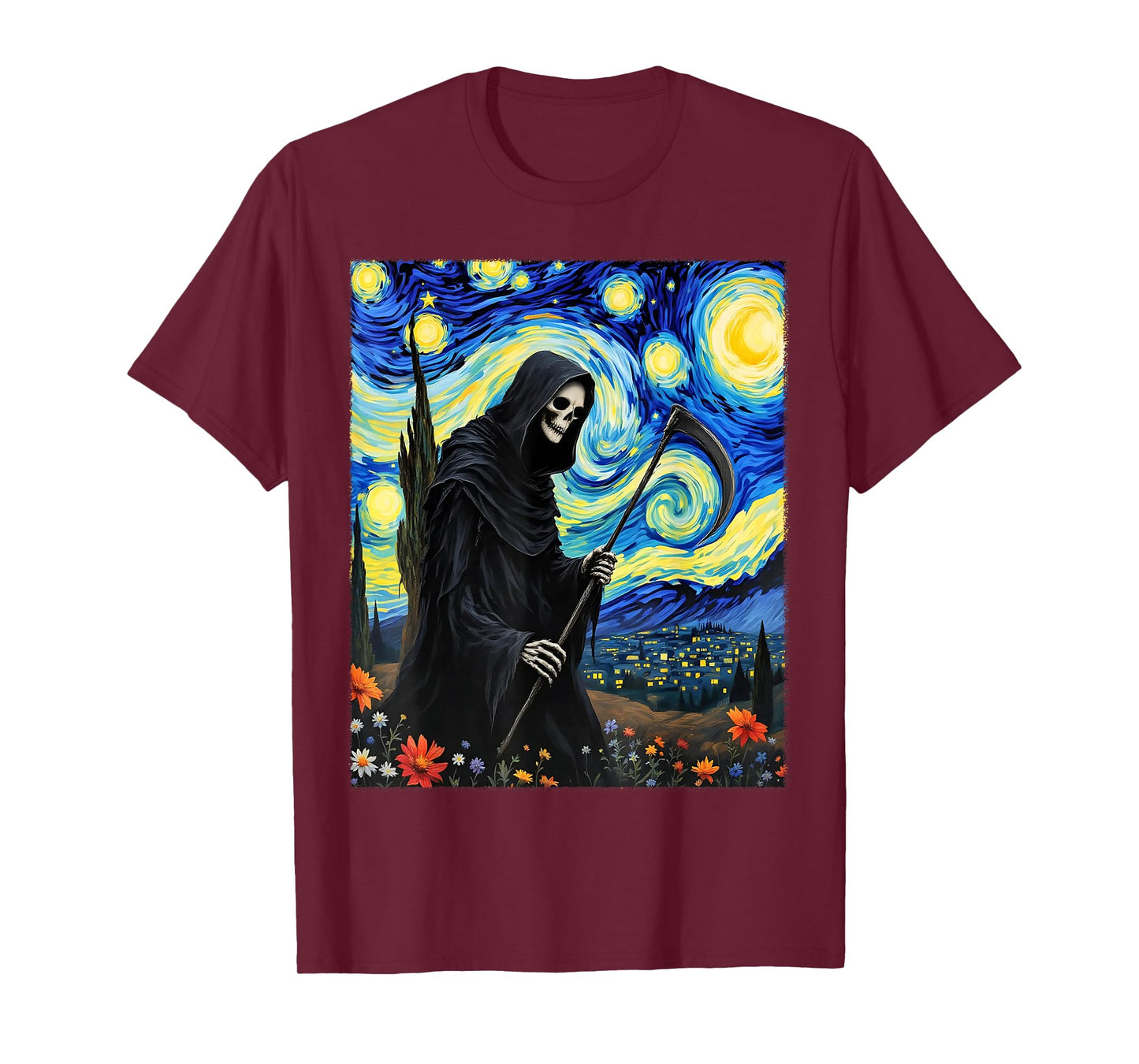Grim Reaper Van Gogh Inspired Halloween Party Costume T-Shirt