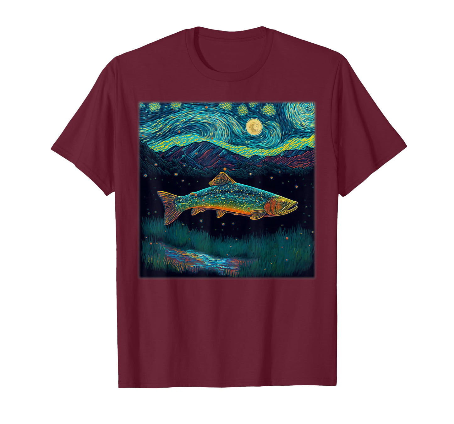 Surrealism Starry Night Brook Trout T-Shirt