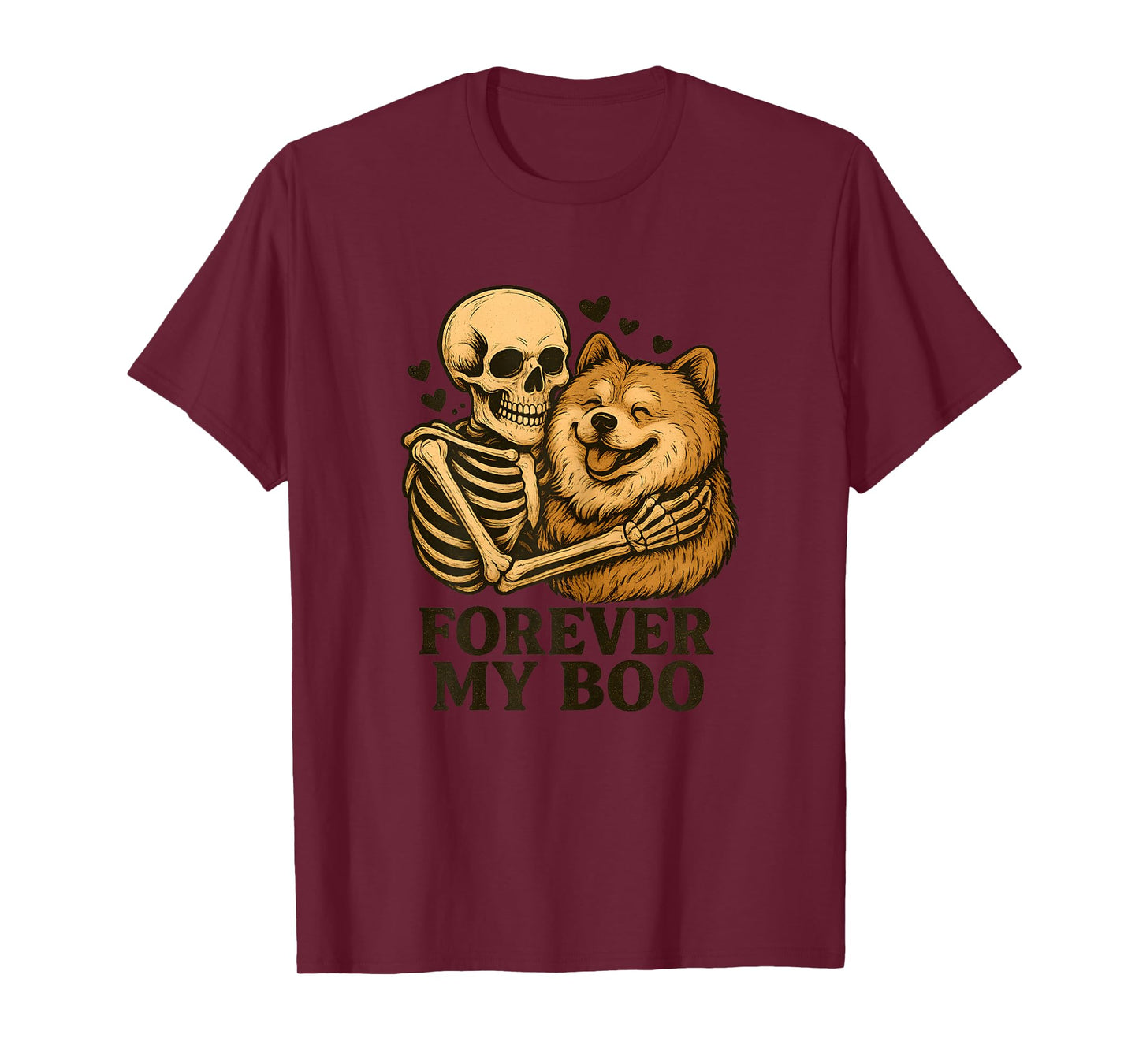 Womens Forever My Boo Skeleton Chow Chow Funny Halloween Couple T-Shirt