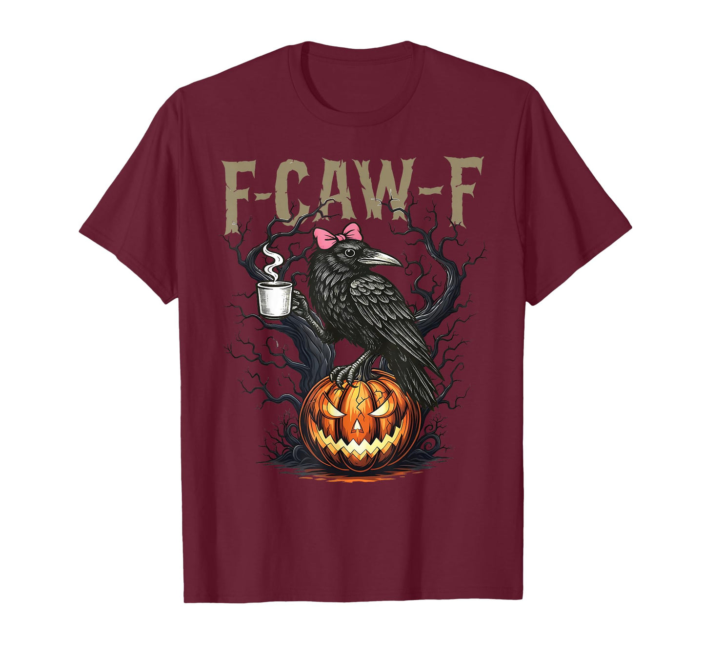 F-Caw-F Black Crow Pun Funny Bird Cawing Grunge Halloween T-Shirt