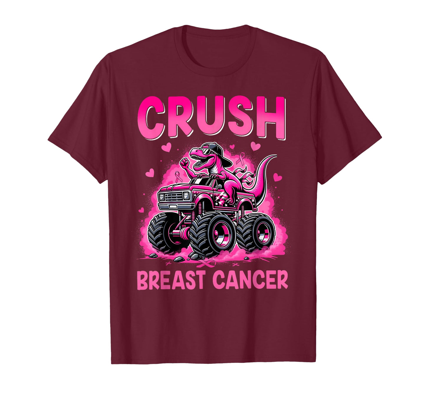 Crush Breast Cancer Awareness Monster Truck Toddler Boy Kids T-Shirt