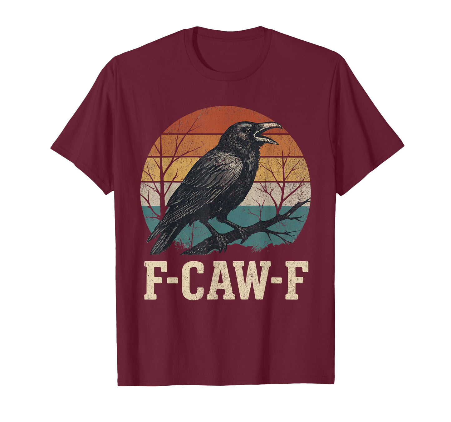 F-Caw-F Black Crow Black Bird Retro Sunset Vintage Humor T-Shirt