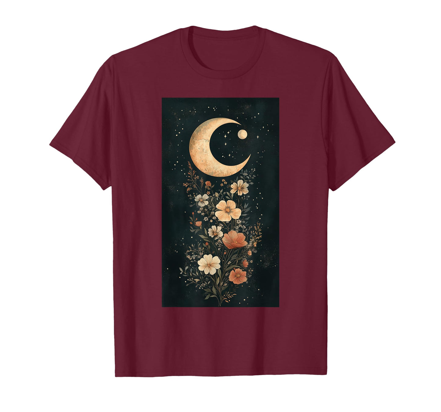 Vintage Botanical Moon Floral art Celestial T-Shirt
