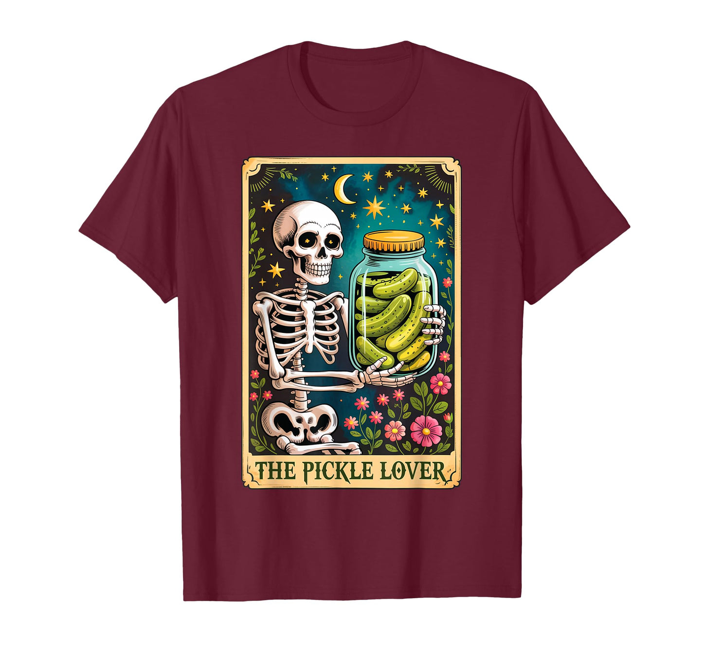 The Pickle Lover Tarot Card Funny Pickle Skeleton Halloween T-Shirt
