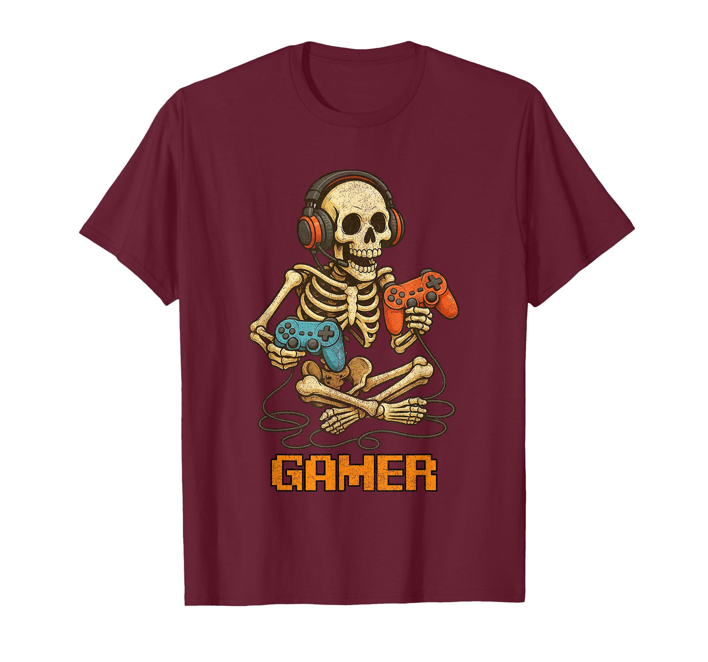 Halloween Skeleton Gamer Video Gaming Funny Skeleton Gaming T-Shirt