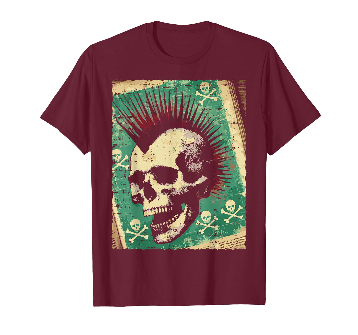 Street Wear Punk Skull Mohawk Vintage Goth Men Women Kids T-Shirt