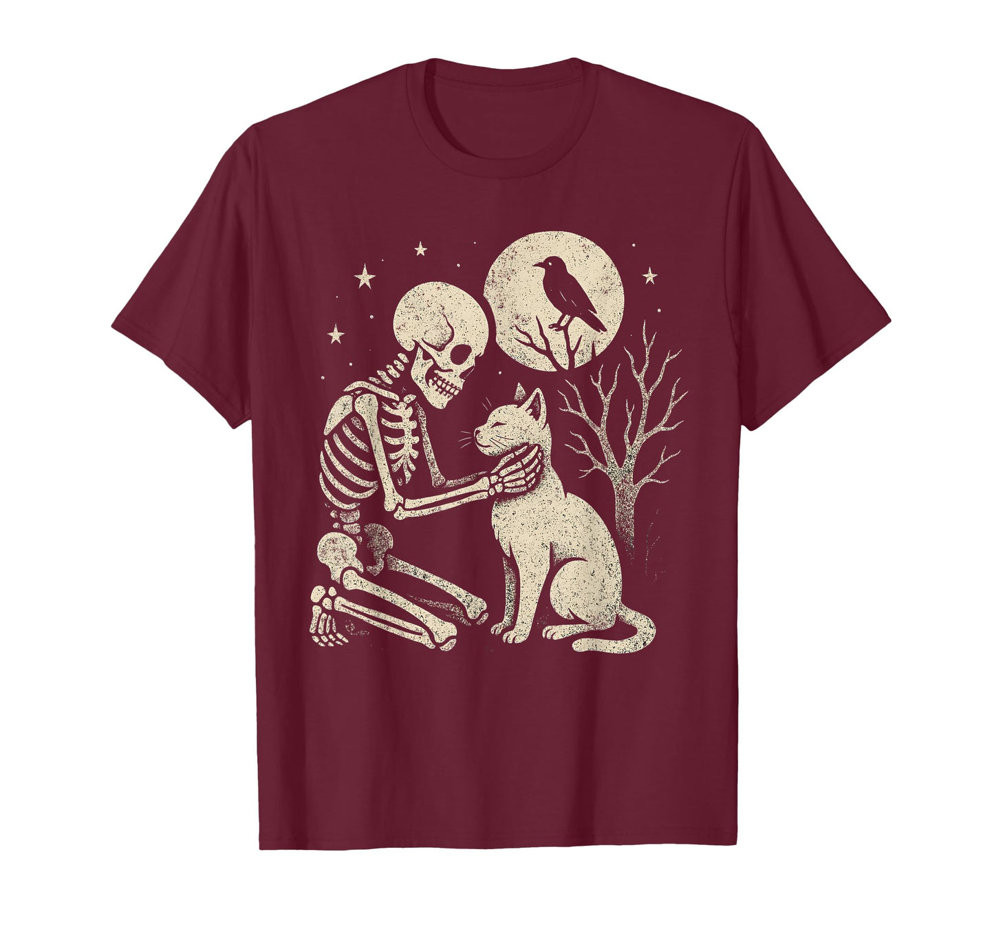 Halloween Skeleton Hugging Cat Mom Dad T-Shirt