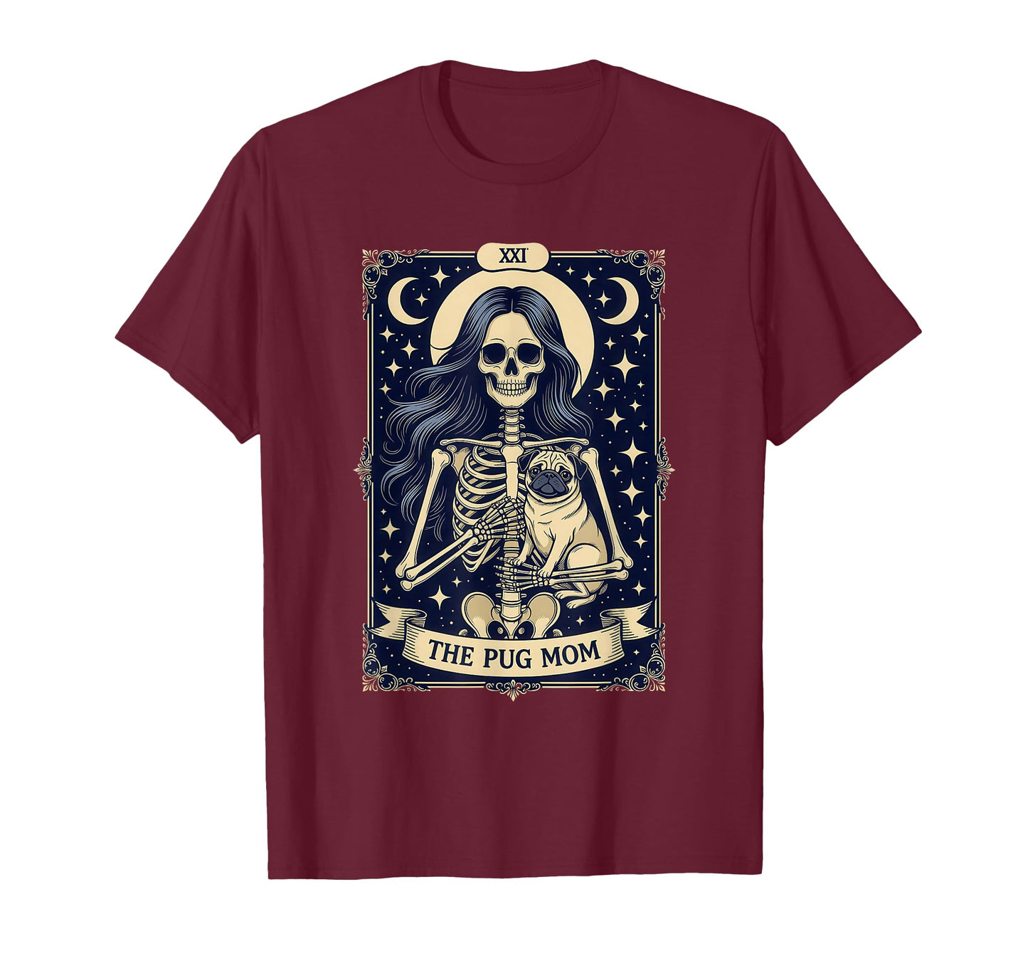 The Pug Mom Gothic Skeleton Tarot Dog Lover T-Shirt