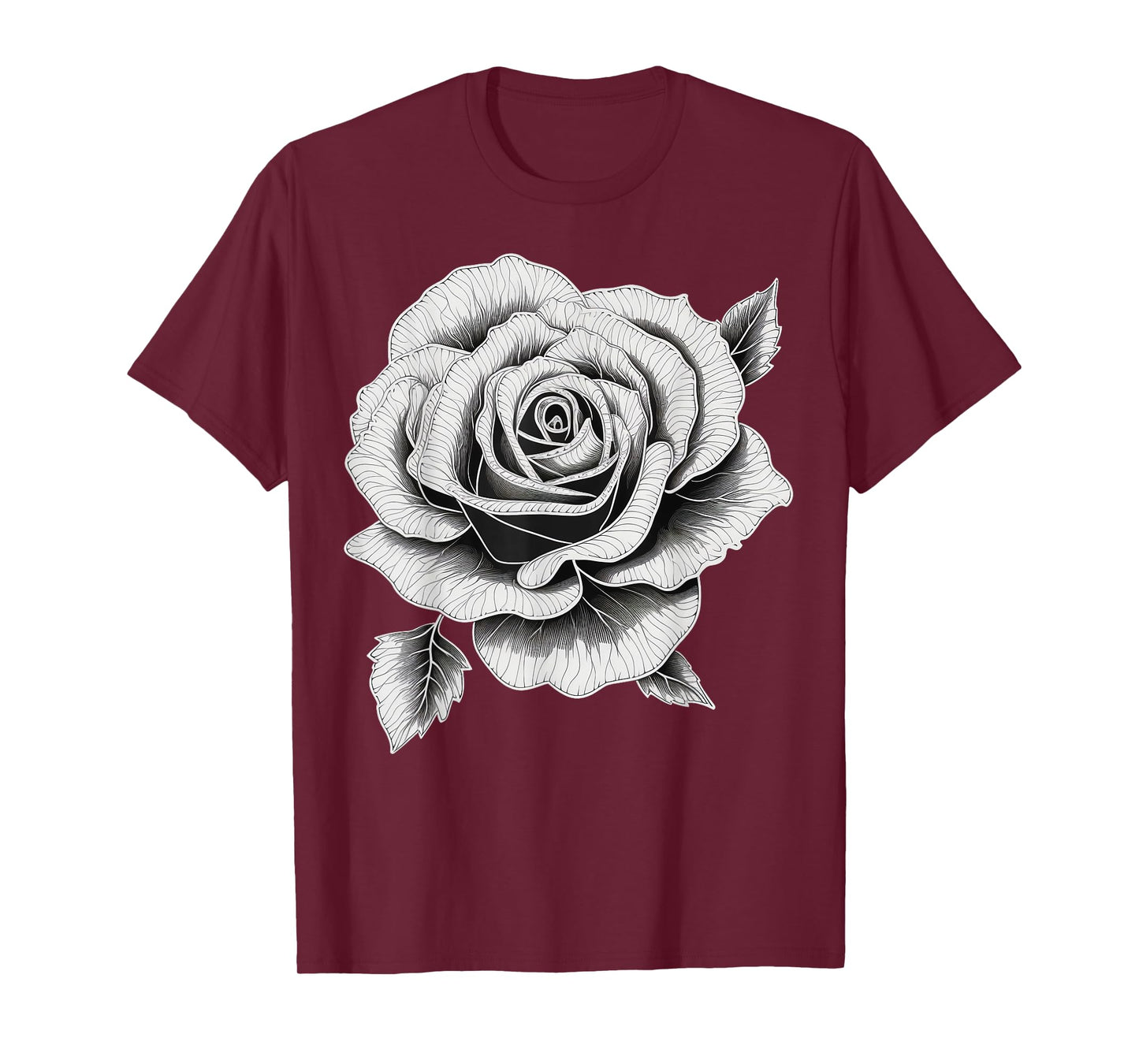 Black and White Rose men and Rose womens T-Shirt
