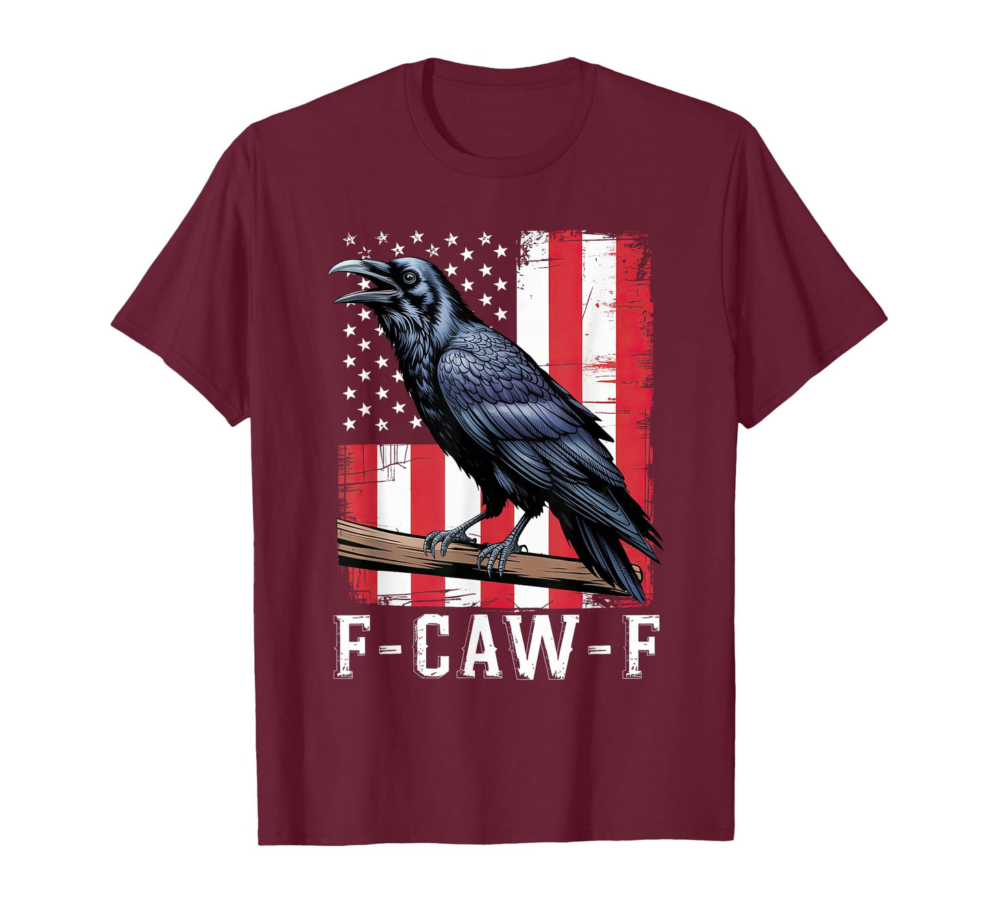 F-Caw-F Black Crow Black Bird Retro USA Flag Vintage F-Caw-F T-Shirt