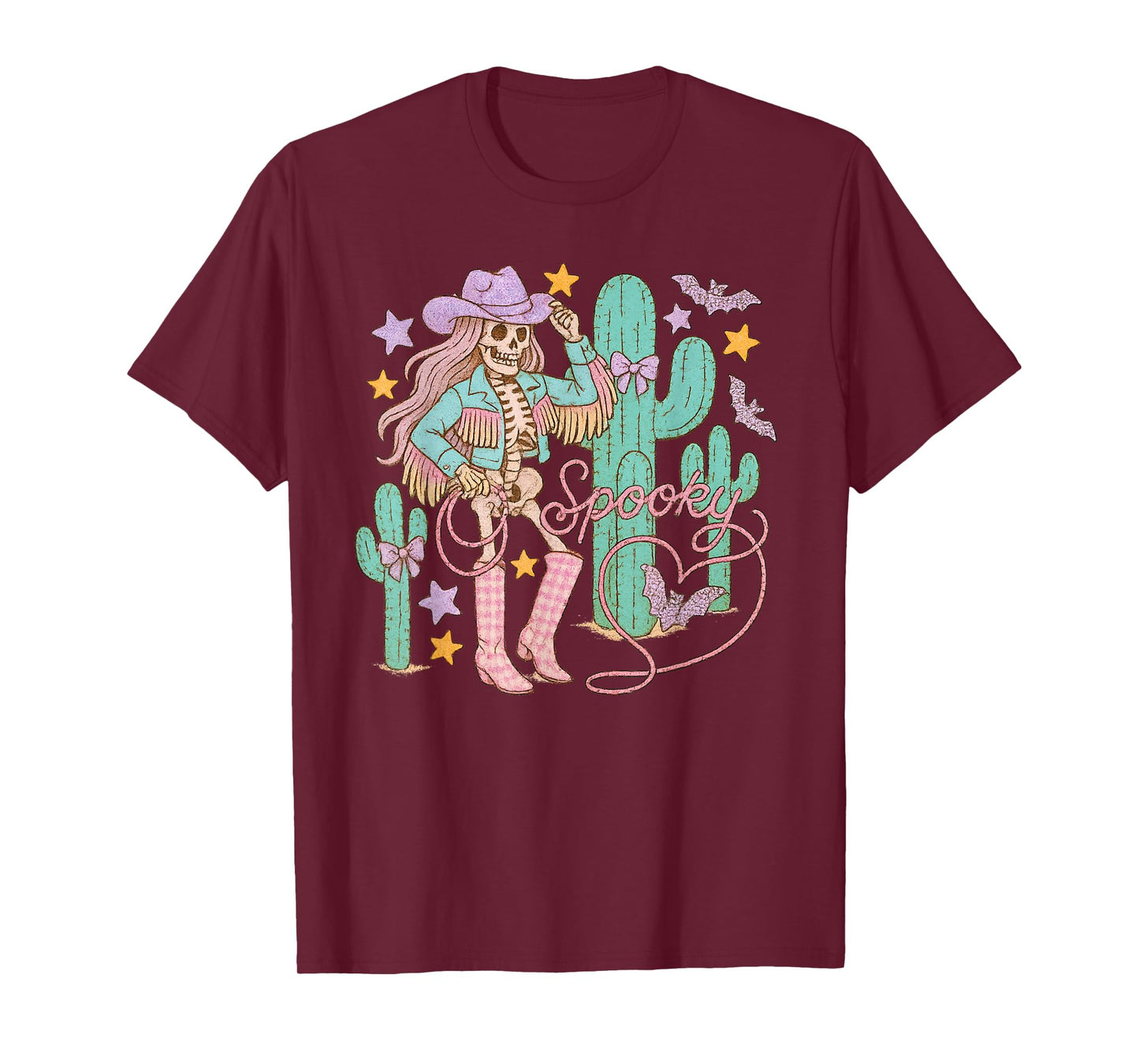 Spooky Cowgirl Skeleton Ghost Halloween Western T-Shirt
