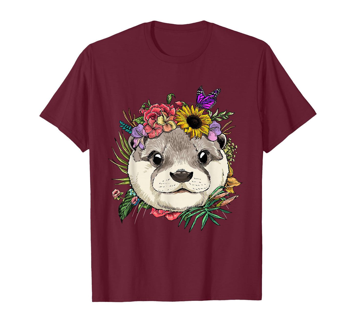 Floral Otter Spring Nature Otter Animal Lovers T-Shirt