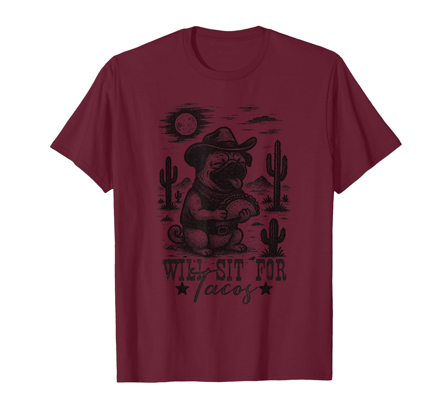 Vintage Taco Pug Mexican Food Fans T-Shirt