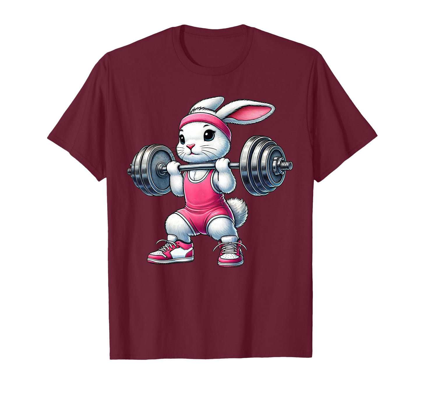 Easter Bunny Lifting Weight Gym Fitness Workout Training T-Shirt