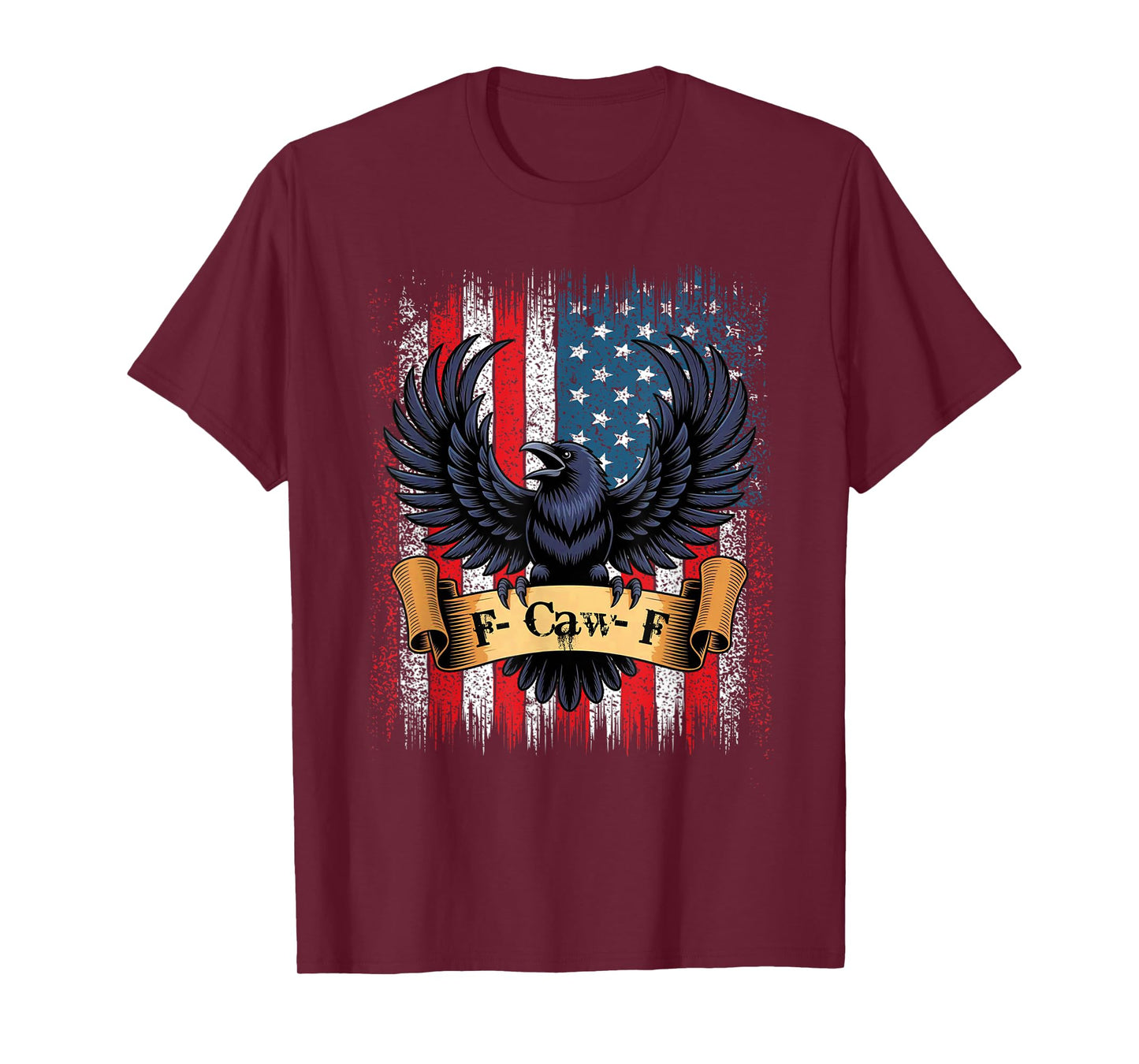 F-Caw-F Black Crow Black Bird Retro USA Flag Vintage F-Caw-F T-Shirt