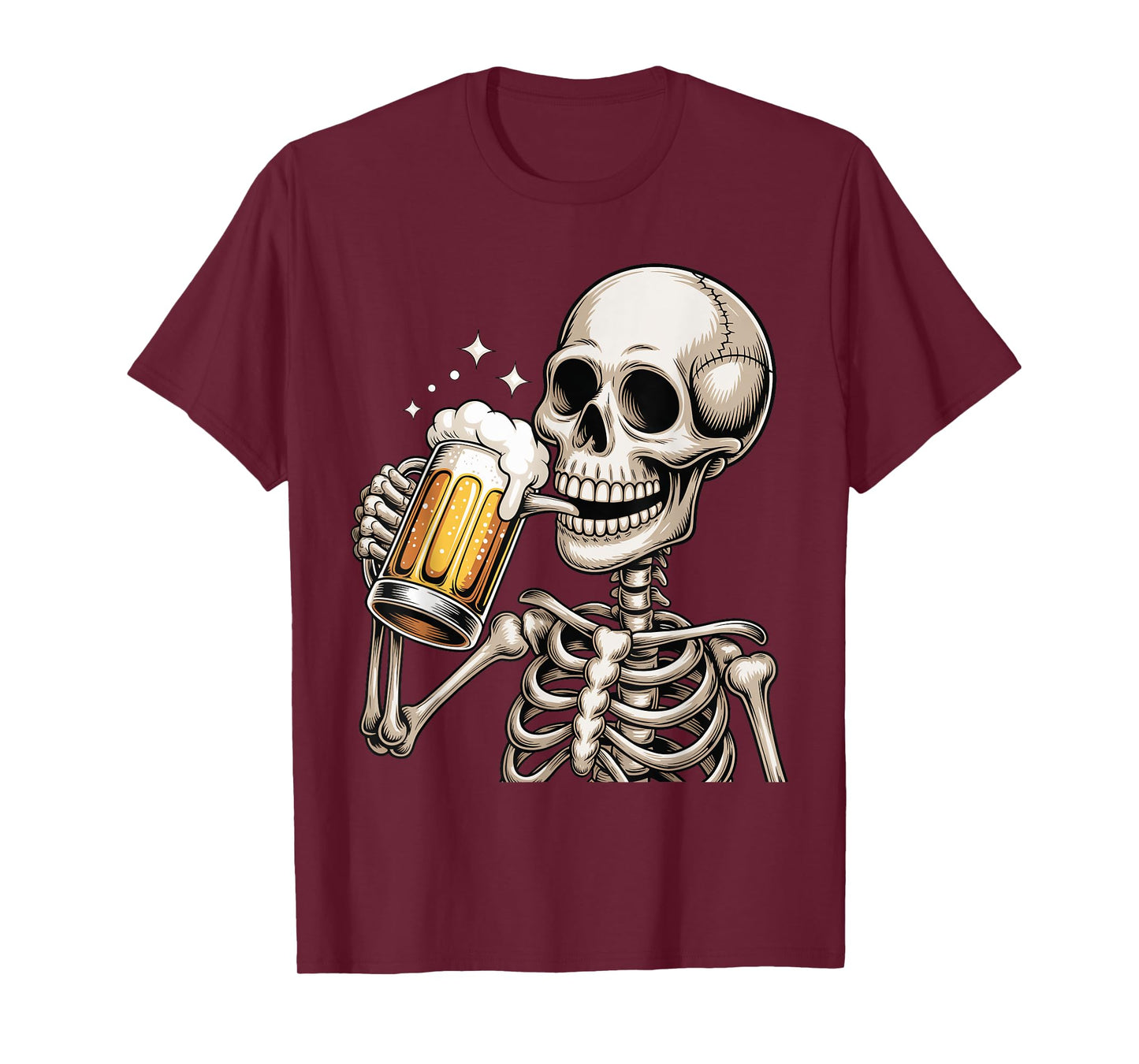 Halloween Creepy Skeleton Drinking Beer Funny Trick or Treat T-Shirt