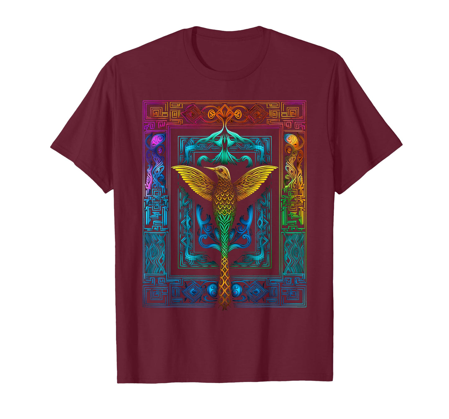 Hummingbird Colorful Mandala Animal Art Bird T-Shirt