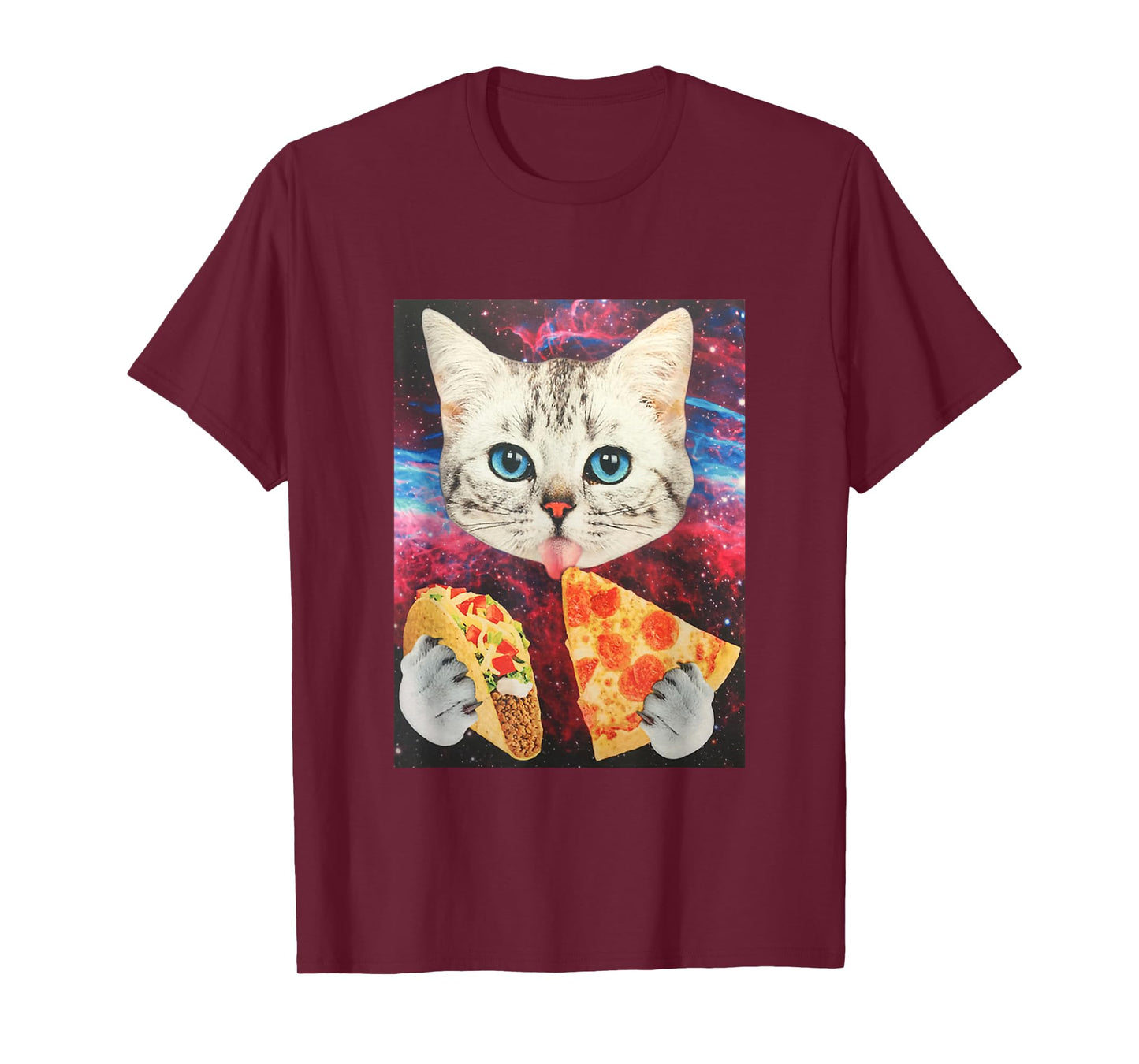 Funny Cute Outer Space Galaxy Cat Meme Pizza Taco Trippy T-Shirt