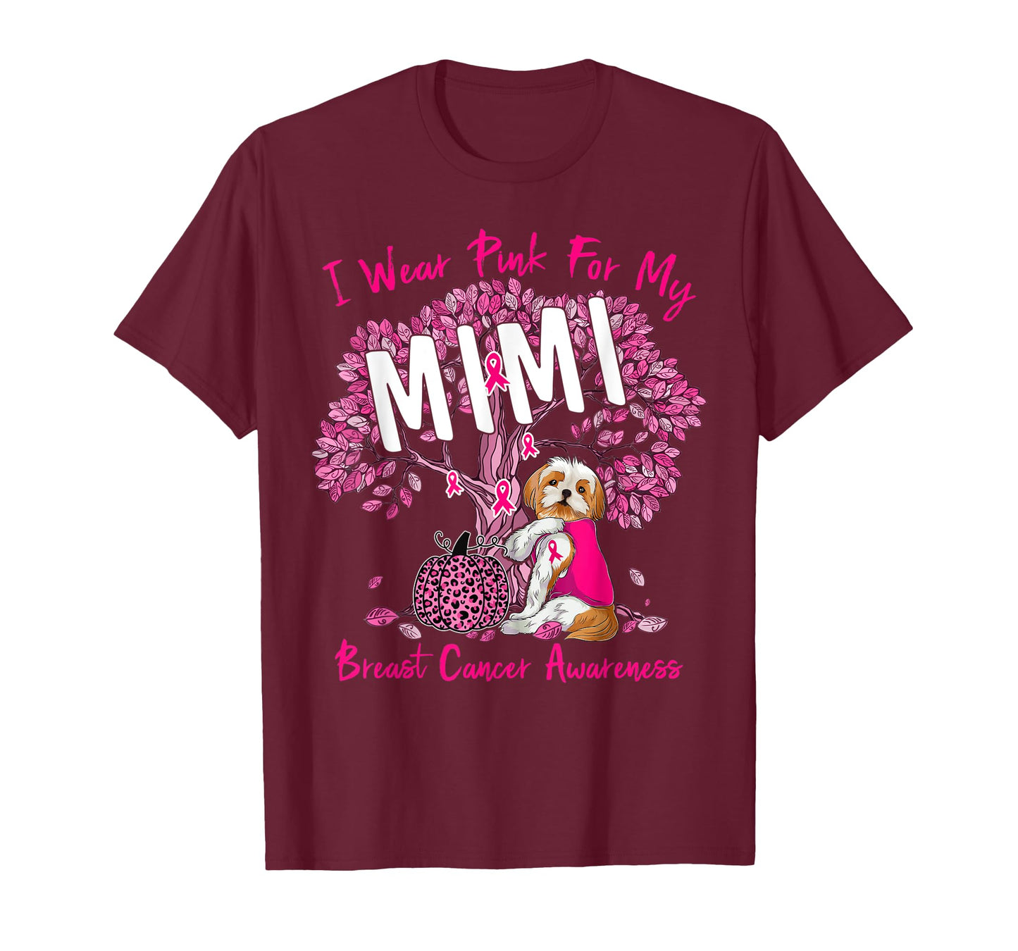 I Wear Pink For My Mimi Breast Cancer Awareness Shih Tzu Dog Men Women Kids T-Shirt