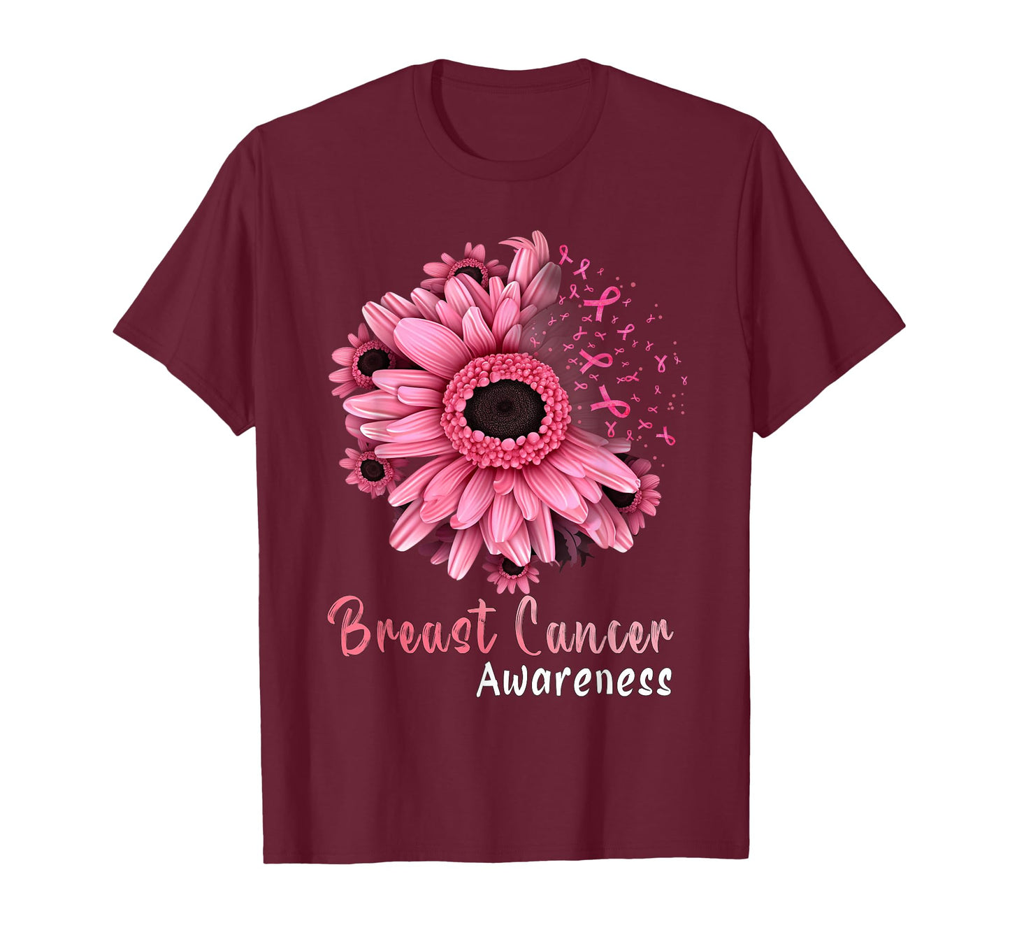 Sunflower Breast Cancer Awareness Pink Ribbon In October T-Shirt