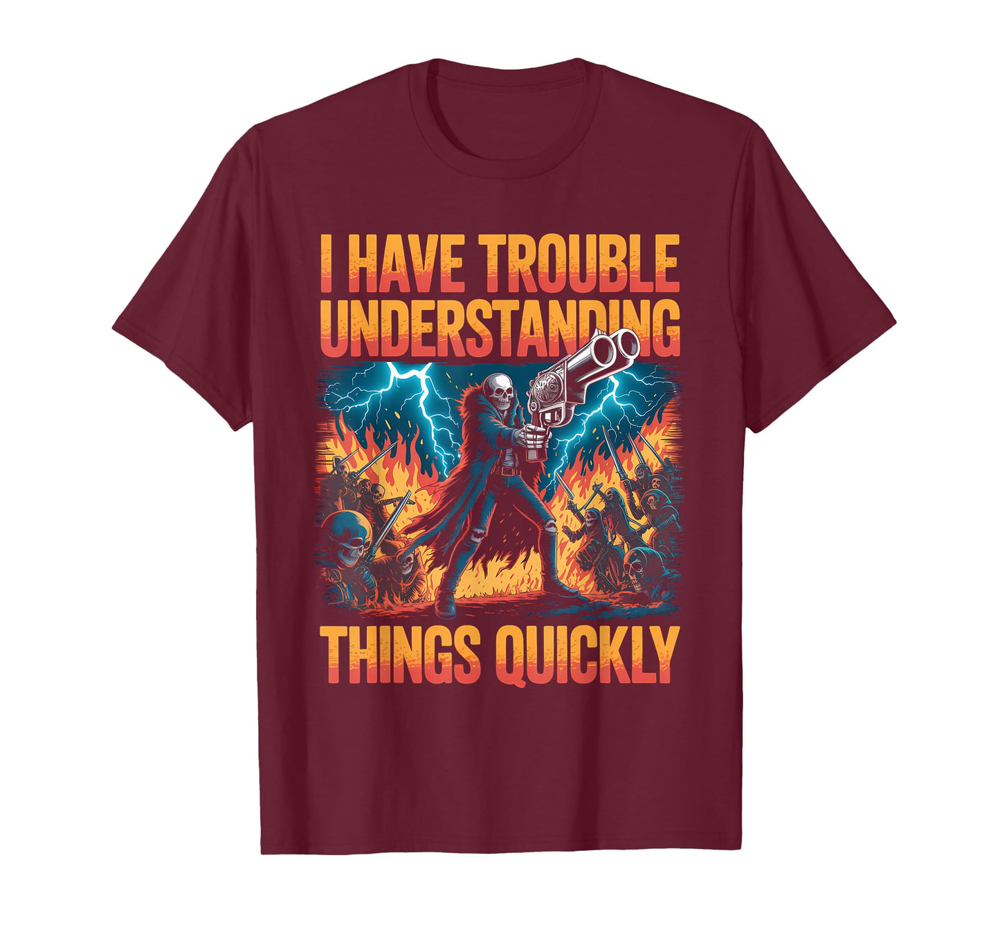 Trouble Understanding Funny Skeleton Meme Bootleg Unhinged T-Shirt