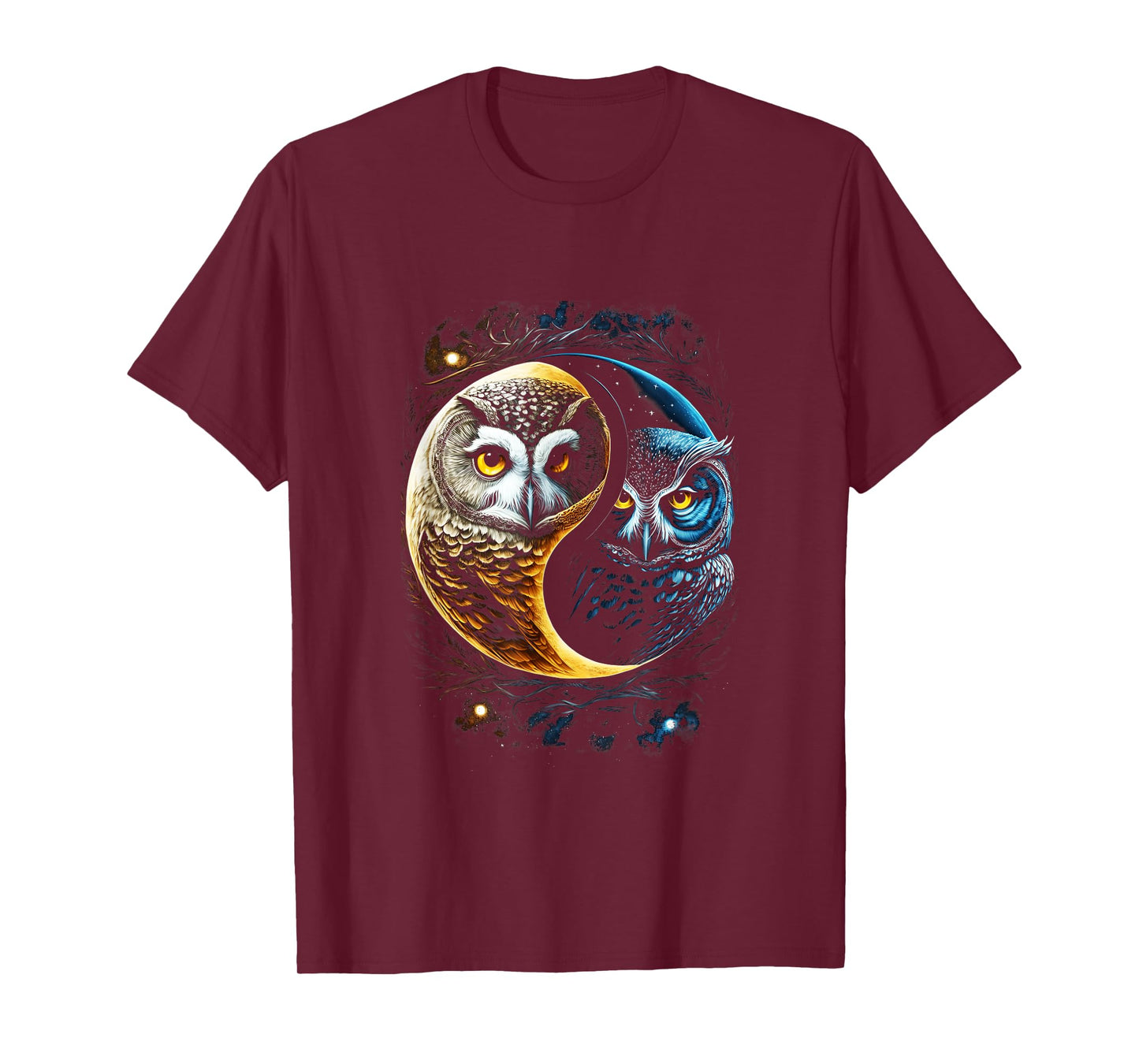 Moon Owl Birds Barn Humorous Yin And Yang Chinese T-Shirt