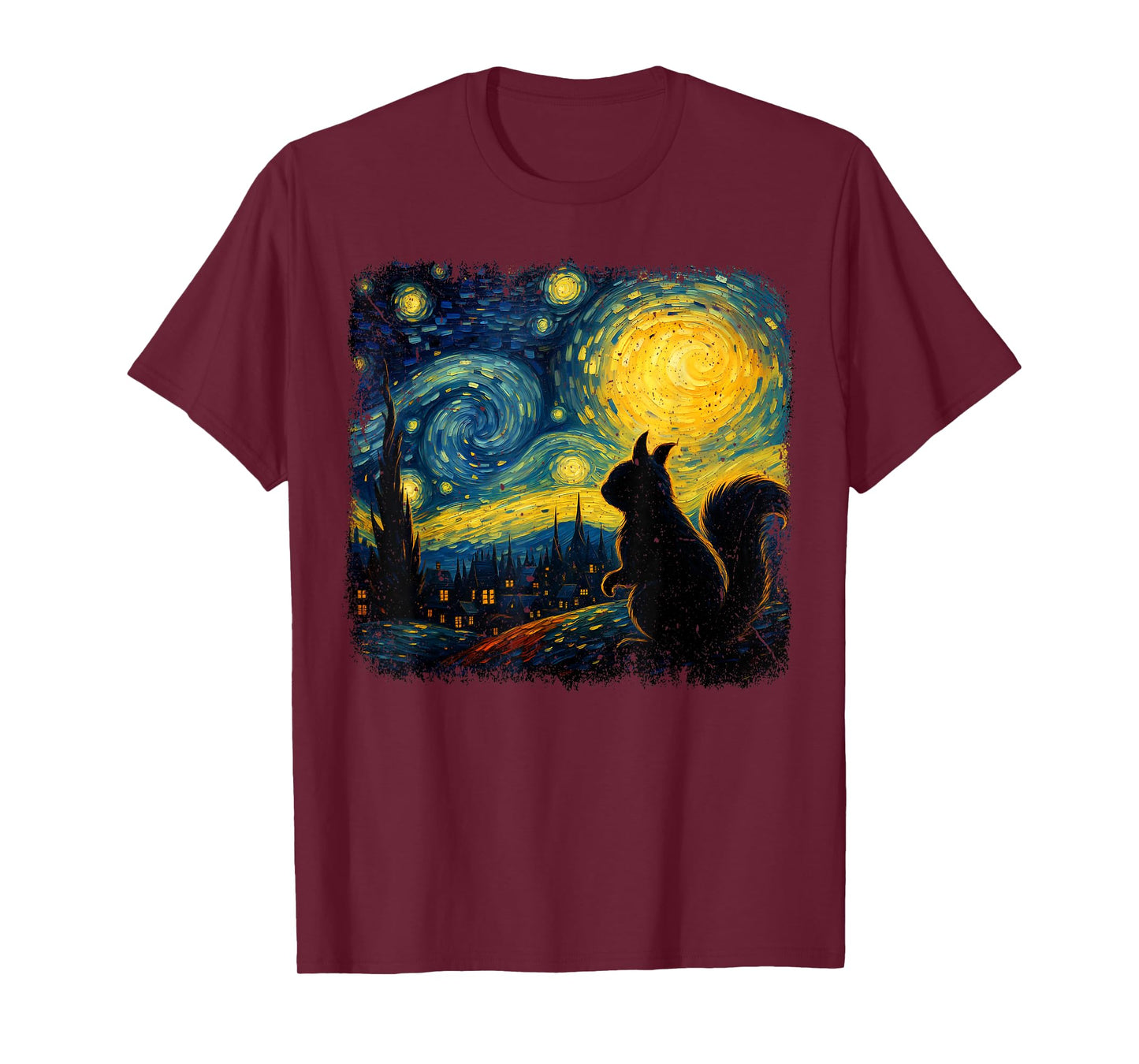 Squirrel Starry Night Van Gogh Art Gifts For Men Women Kid T-Shirt