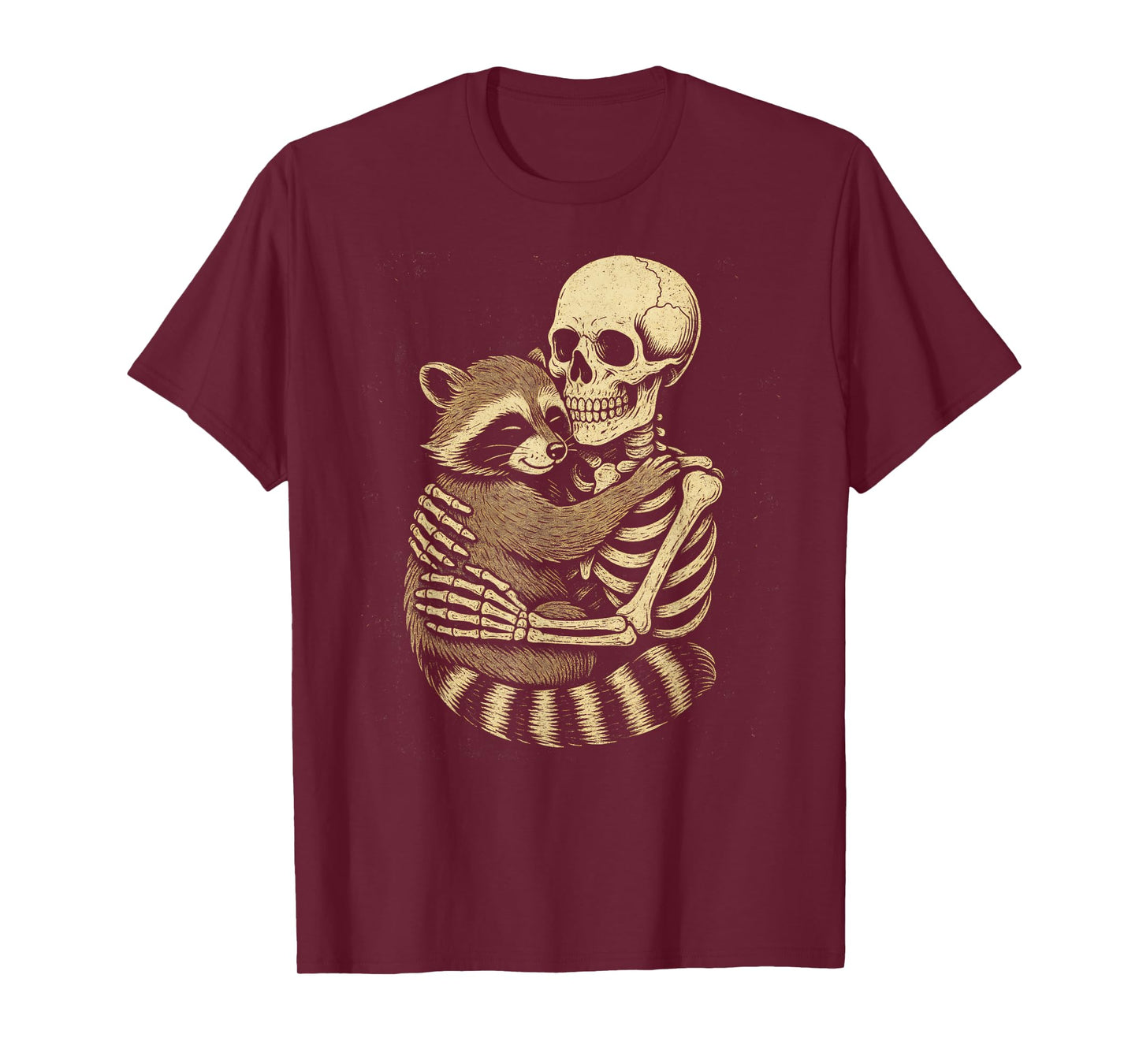 Skeleton Hug Raccoon Vintage Spooky Halloween T-Shirt