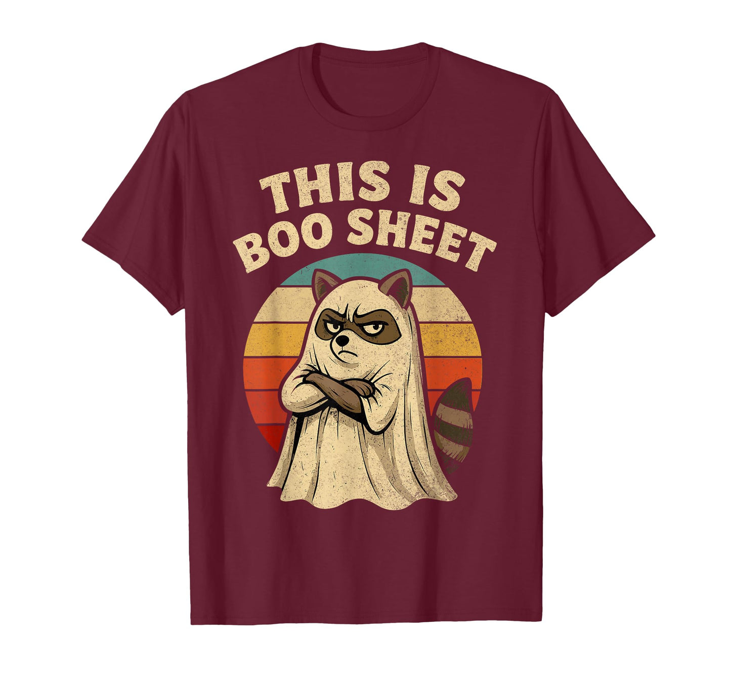 Retro Halloween Raccoon This is Boo Sheet Ghost Men Women T-Shirt
