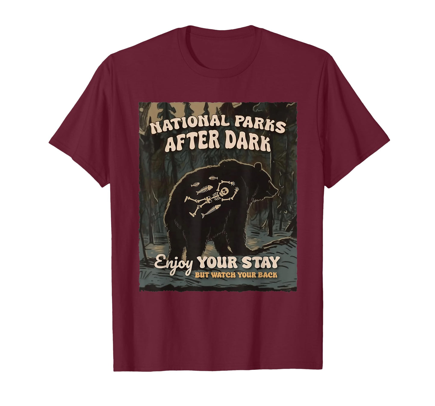 National Park After Dark t-shirt - Unisex Adults - Black - Small - Short Sleeve - T-Shirt - Casual - Camping - Humor Lovers