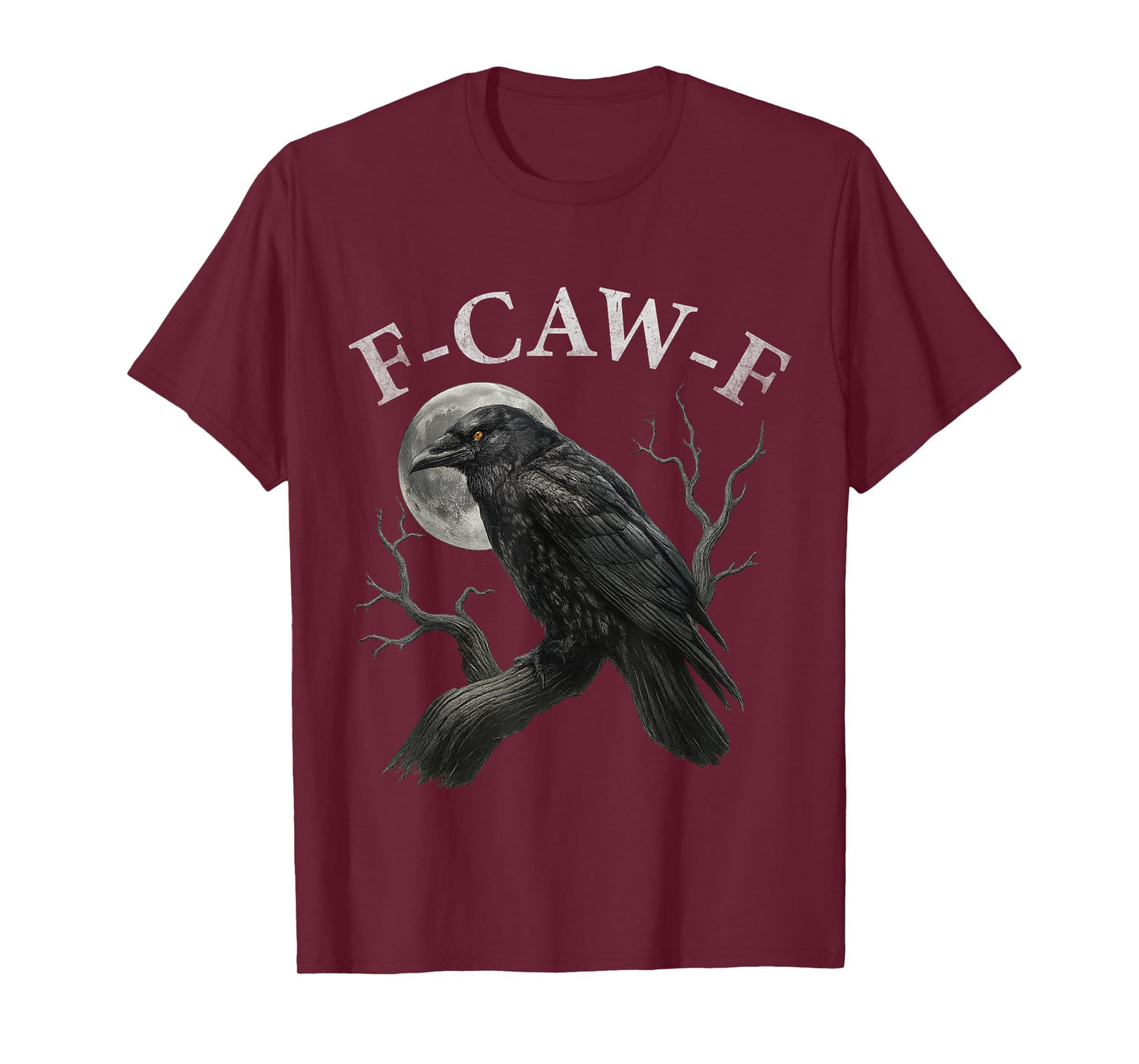 Black Crow F-Caw-F Black Bird Moon, Funny Gothic Adult Humor T-Shirt