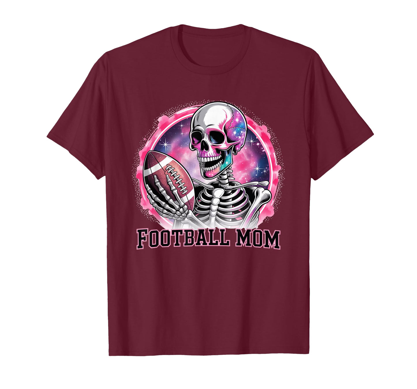 Skeleton Galaxy Football Mom Design for Sports Lovers T-Shirt