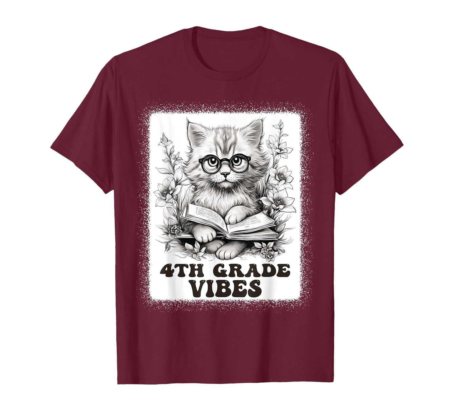 fourth Grade Vibes - 4th Grade Cat Reading 1st Day Of School T-Shirt