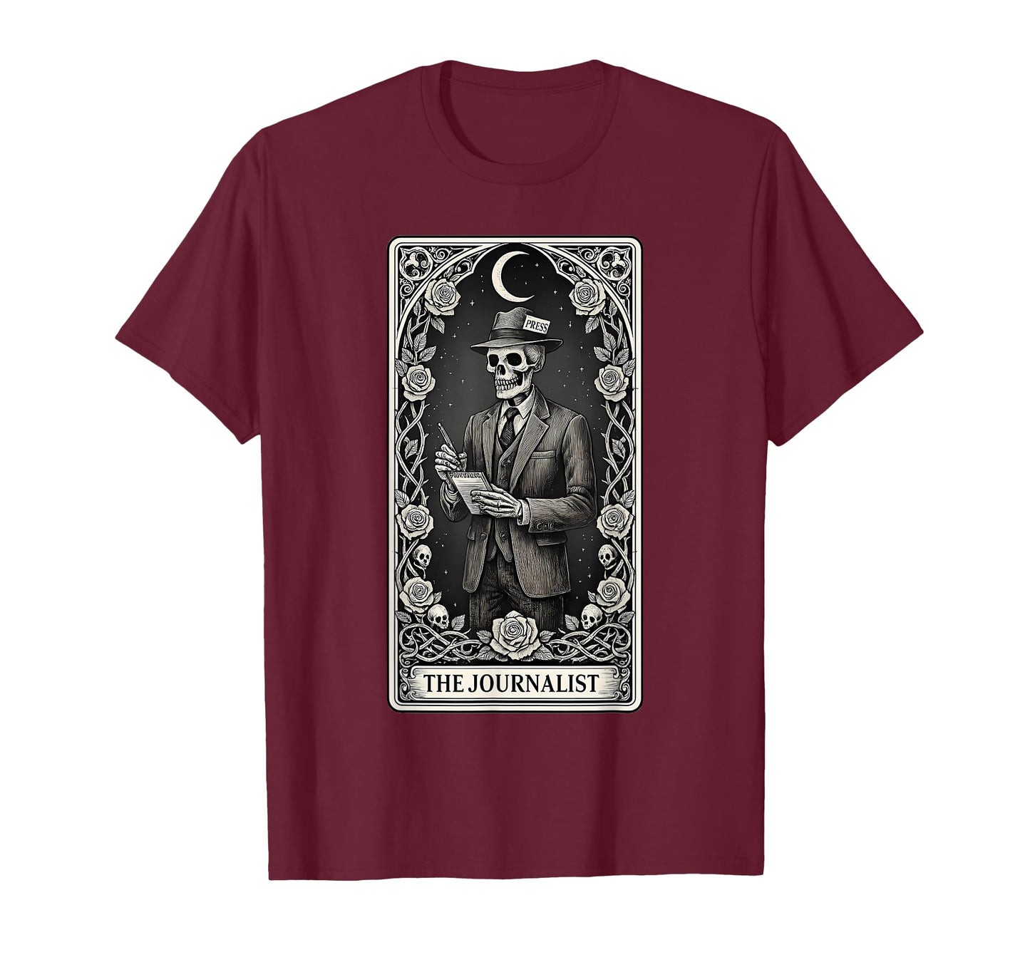 The Journalist Skeleton Tarot Card T-Shirt