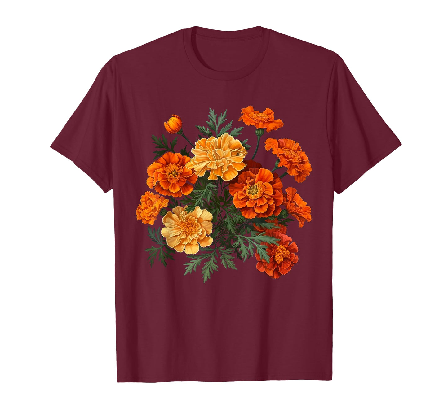 Birth Month Marigold Flower Floral Bouquet Flowers Lovers T-Shirt