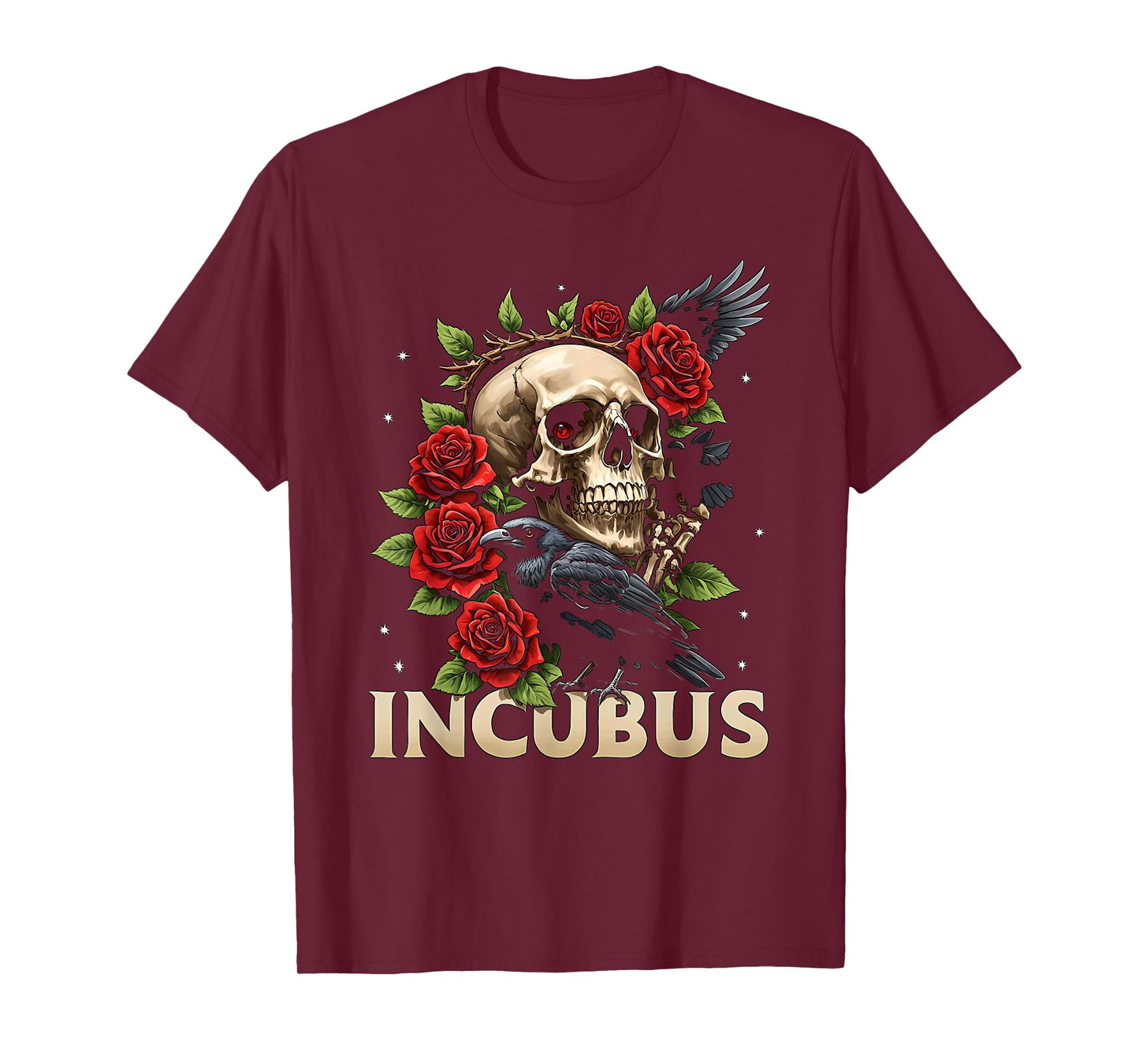 Incubus Crow Left Skull Flower Halloween Costume T-Shirt