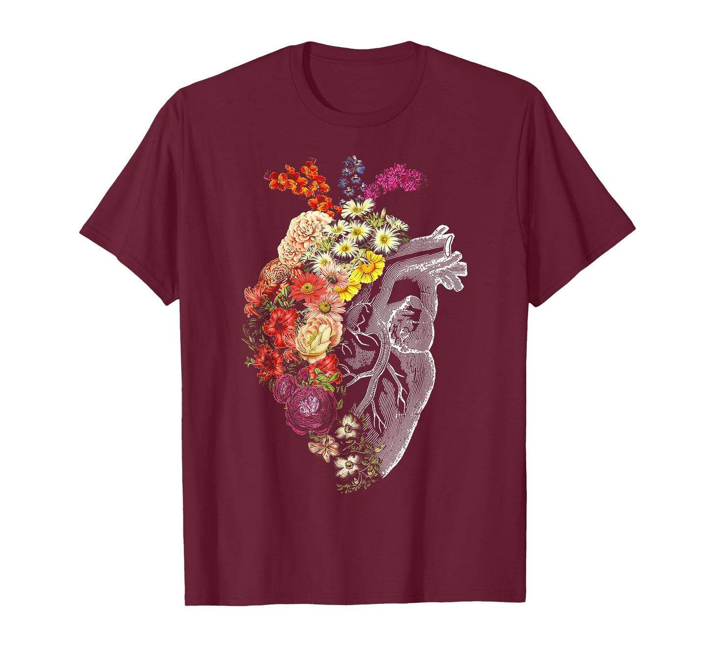 Anatomical Heart And Flowers Funny Nurse Gift For Graduation T-Shirt