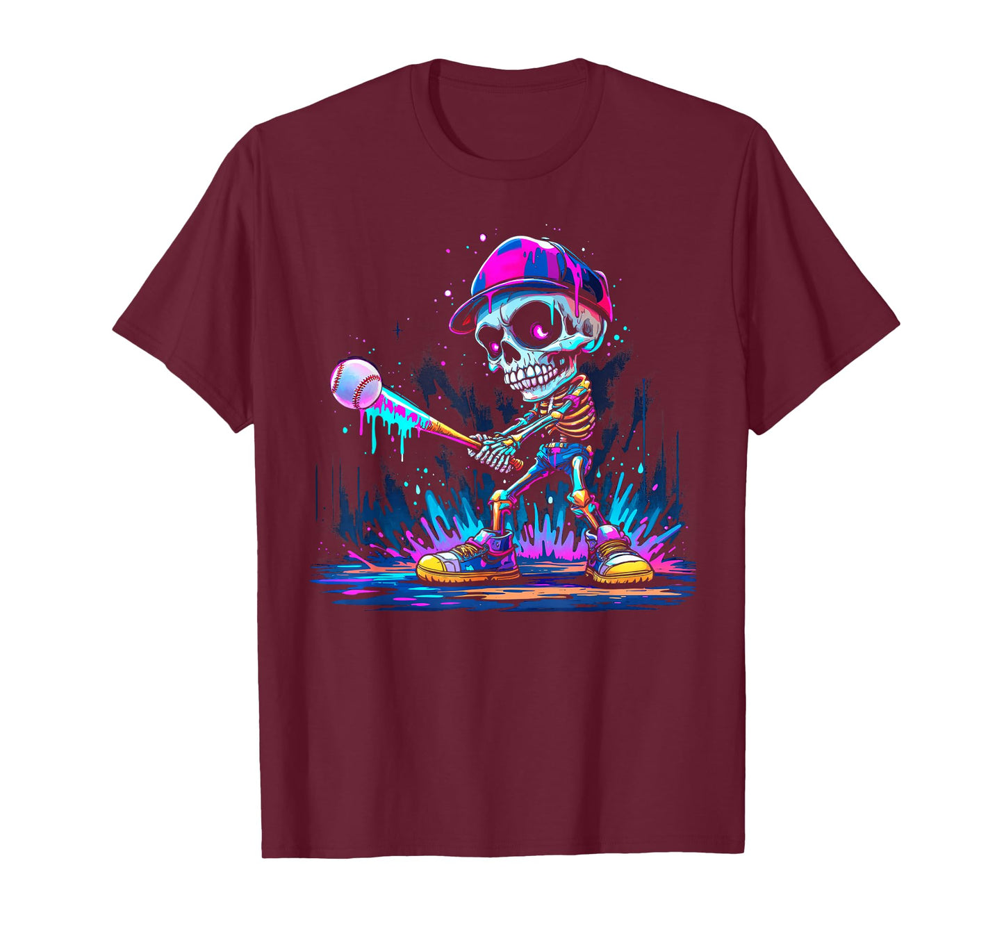 Funny Halloween Drip Baseball Player T-Shirt