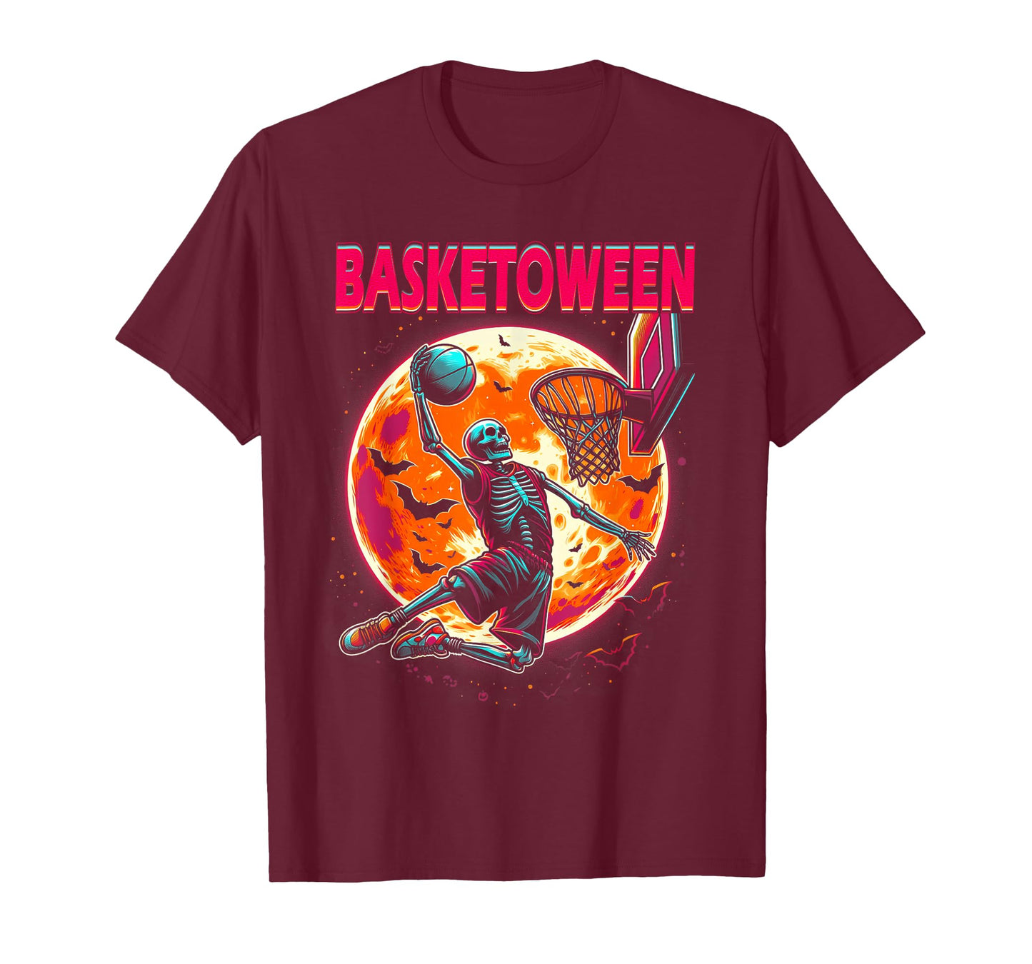 Halloween Basketball Funny Skeleton Spooky Basketball Player T-Shirt