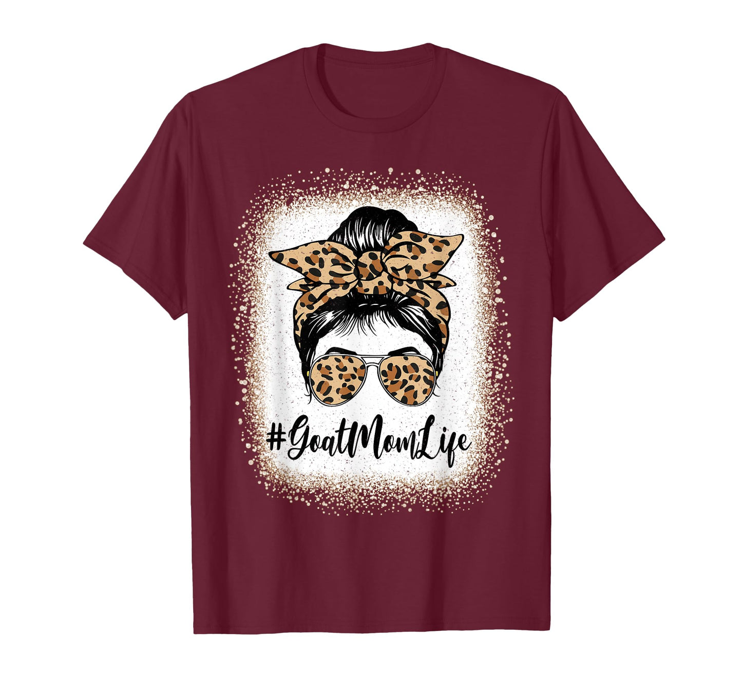 Funny Goat Mom Life Bleached Leopard Messy Bun Mother's day T-Shirt