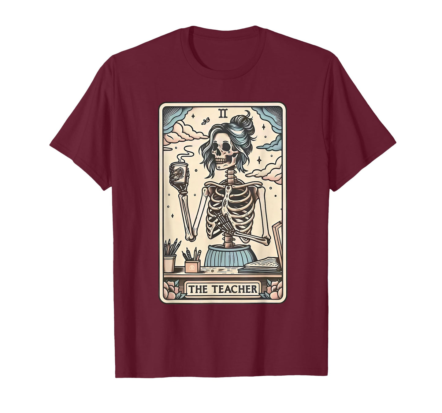 The Teacher Funny Skeleton Tarot Card T-Shirt