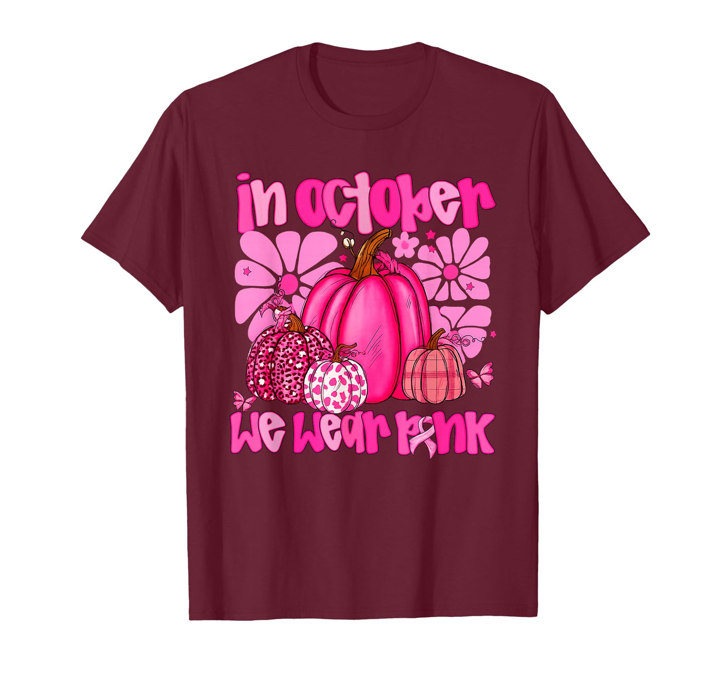 In October We Wear Pink Pumpkin Breast Cancer Awareness T-Shirt
