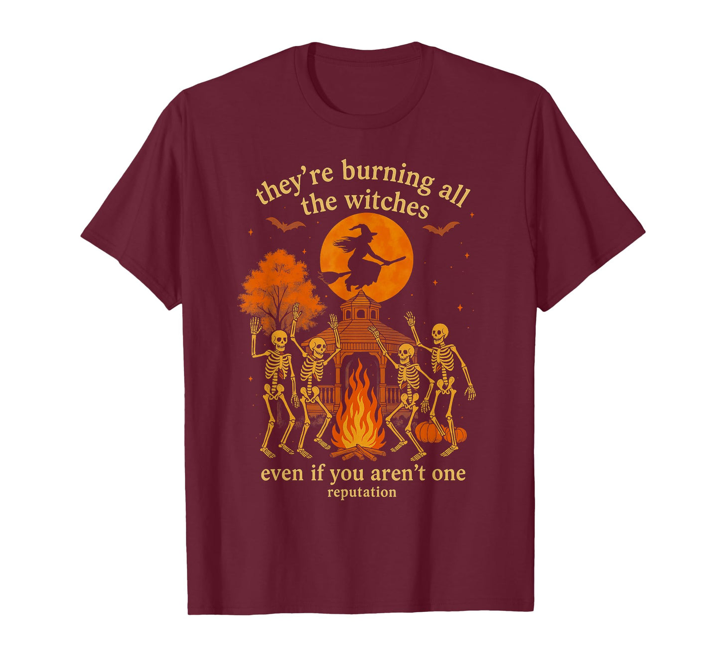 HUGvyn They're Burning All The Witches Skeleton Witch Gazebo T-Shirt