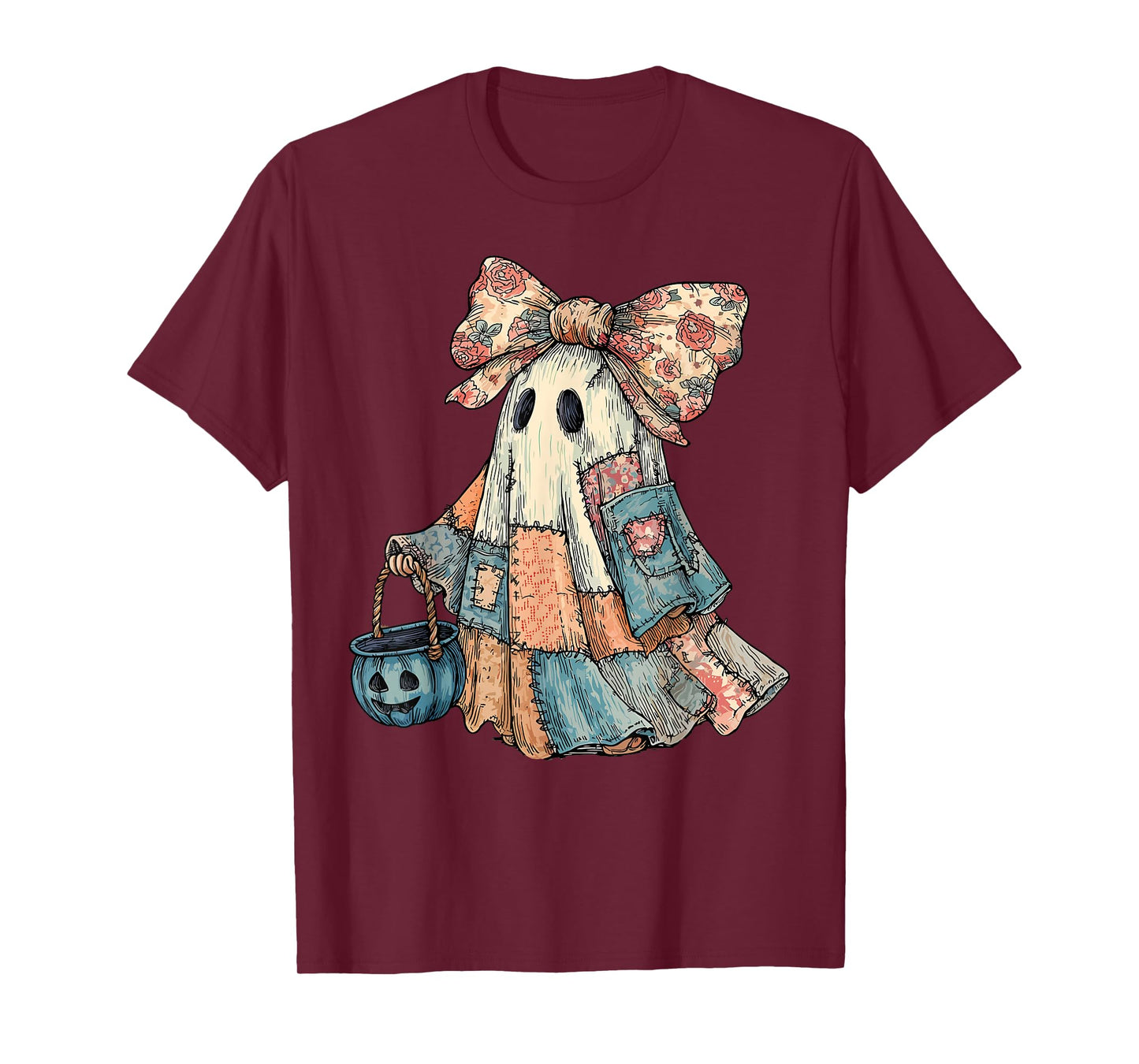 Denim Ghost Spooky Season Costume Coquette Women Girls T-Shirt