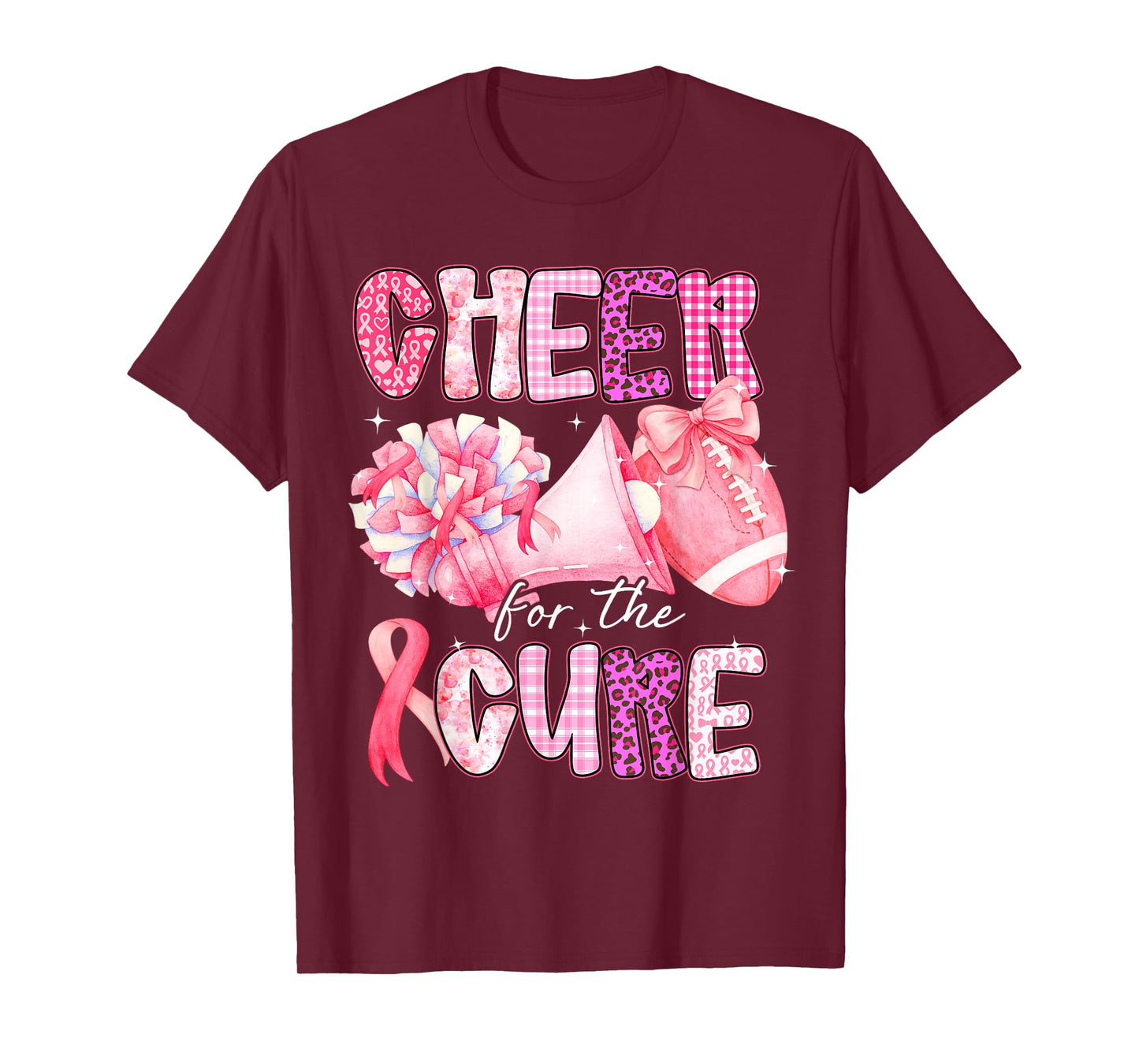 Breast Cancer Awareness Cheer for The Cure Football T-Shirt