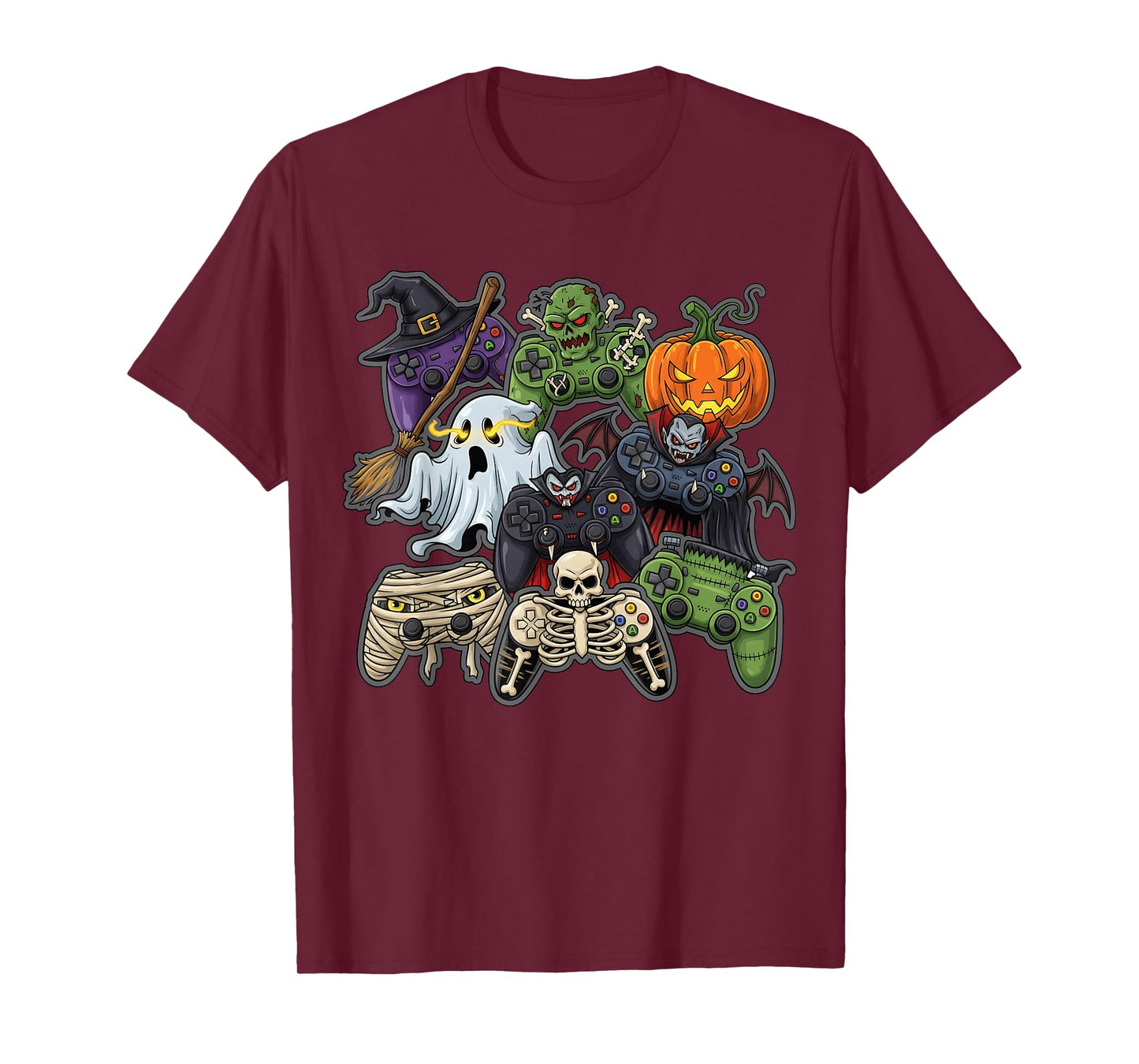 Halloween Gaming Controllers Zombie Skeleton Ghost Pumpkin T-Shirt