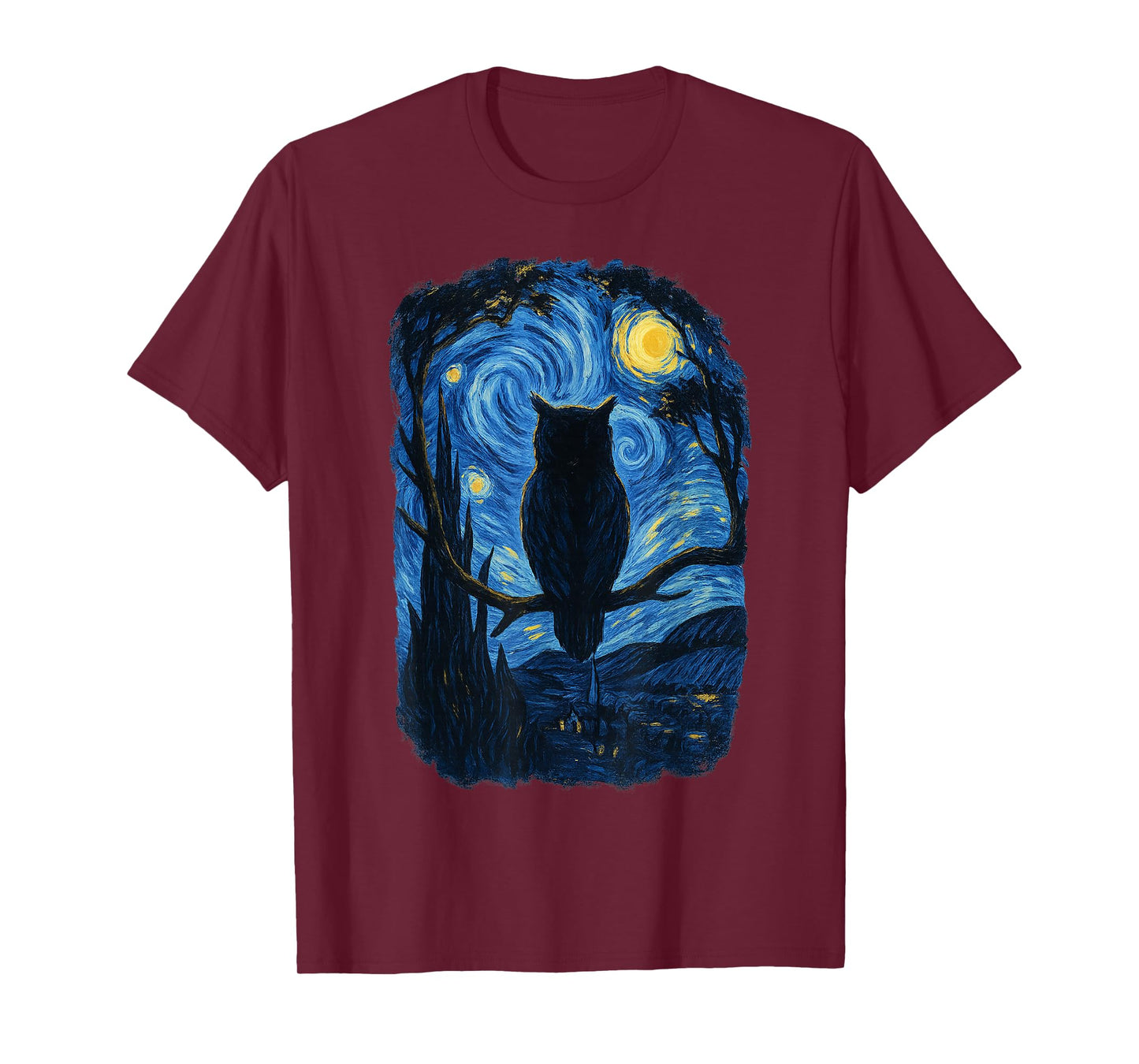 Starry Owl Night Artwork T-Shirt