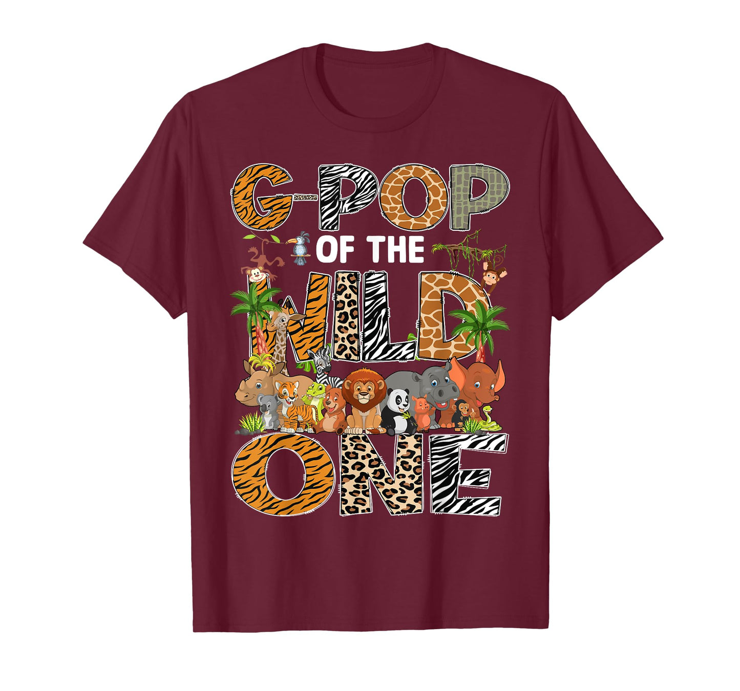 G-Pop Of The Wild One Safari Zoo Animal 1St Birthday T-Shirt