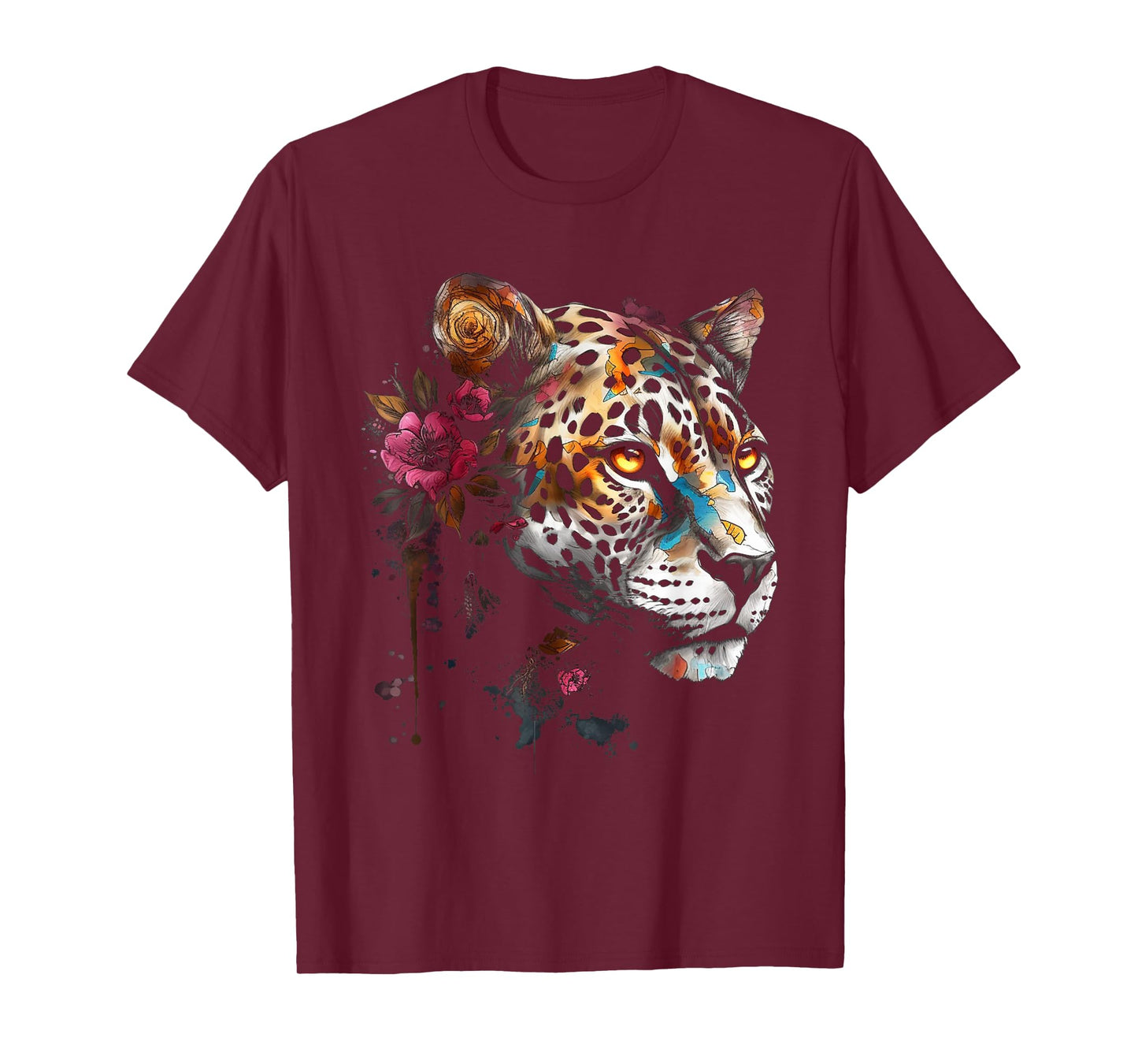 Leopard Flowers Art - Animal Leopard T-Shirt