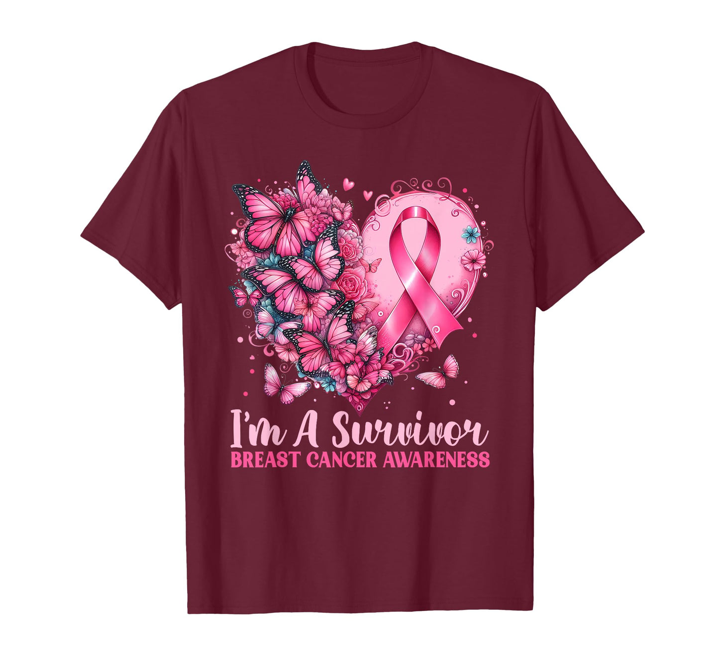 in October We Wear Pink Butterfly Breast Cancer Awareness T-Shirt